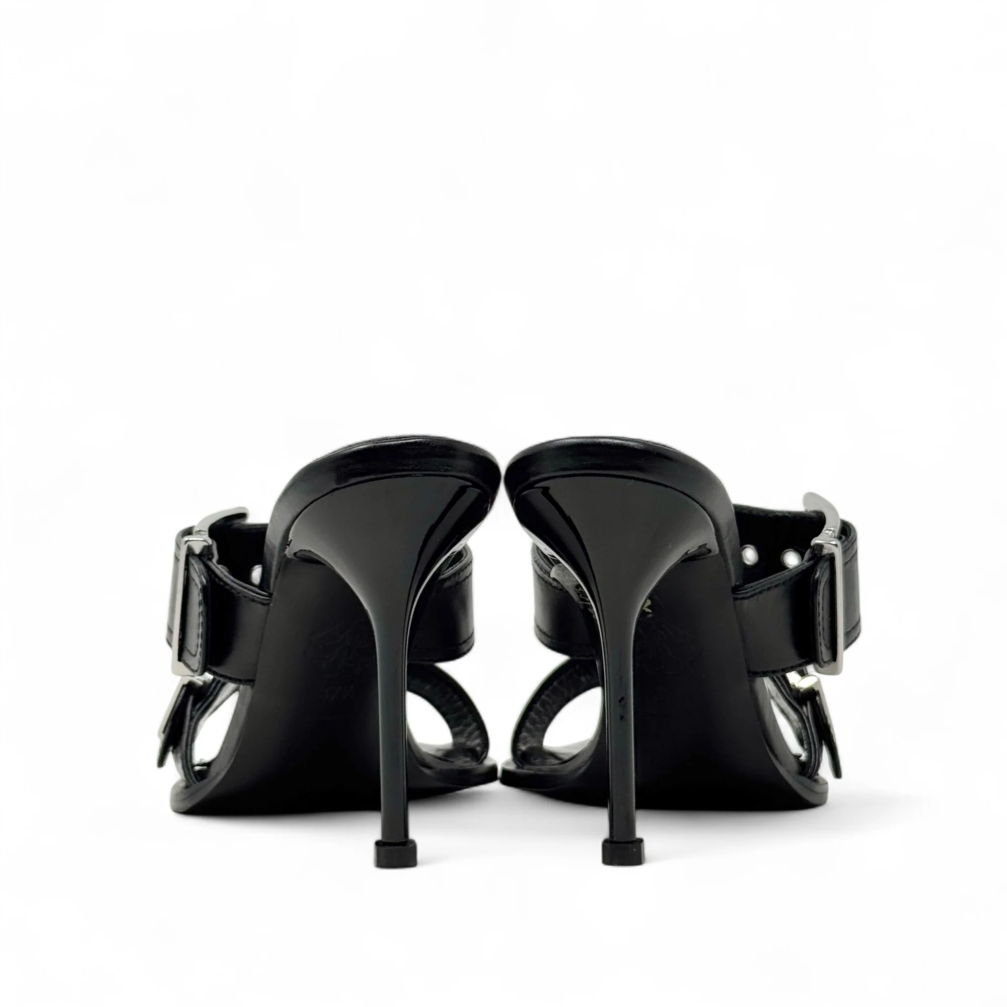Alexander McQueen Black Punk Buckle Mules 37.5 - Image 5