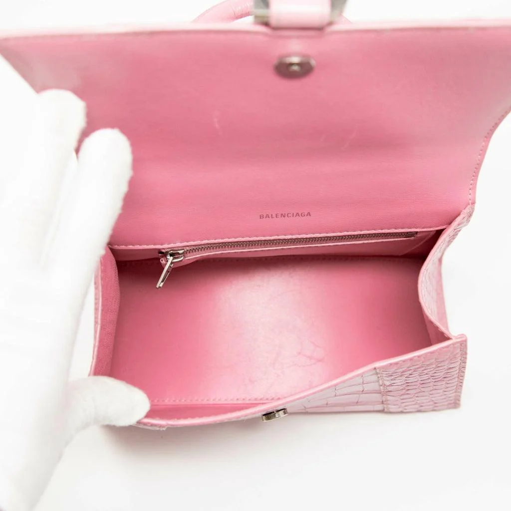Balenciaga Pink Croc Small Hourglass Bag - Image 11
