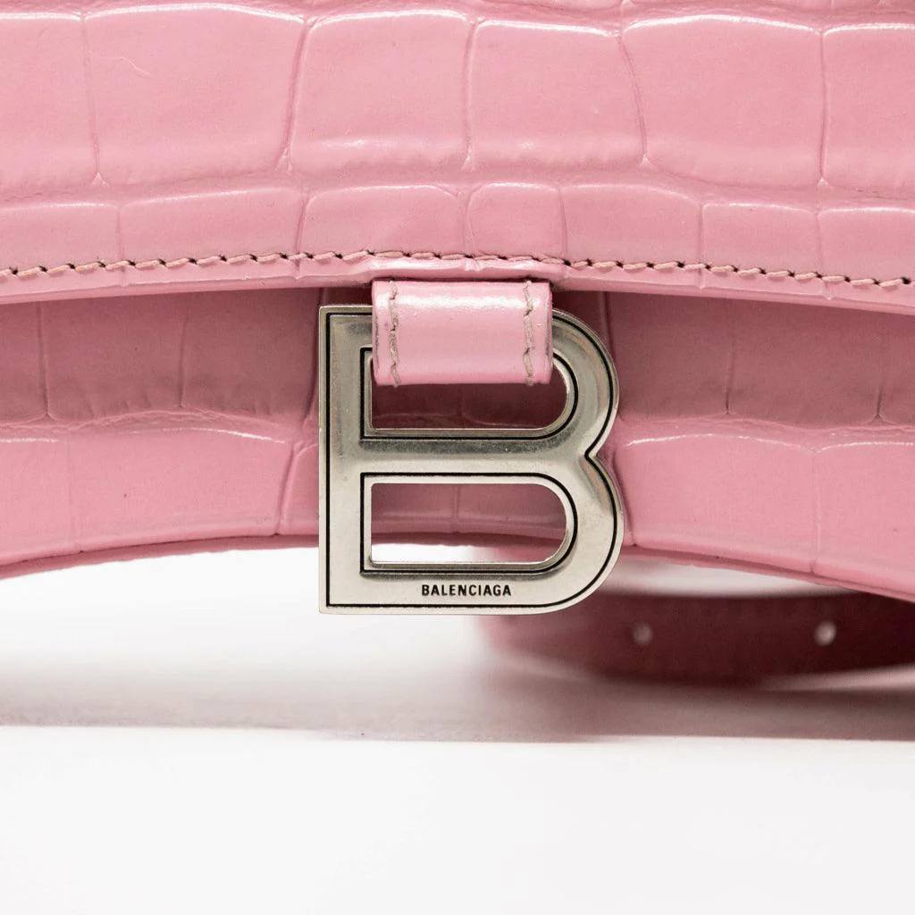 Balenciaga Pink Croc Small Hourglass Bag - Image 14
