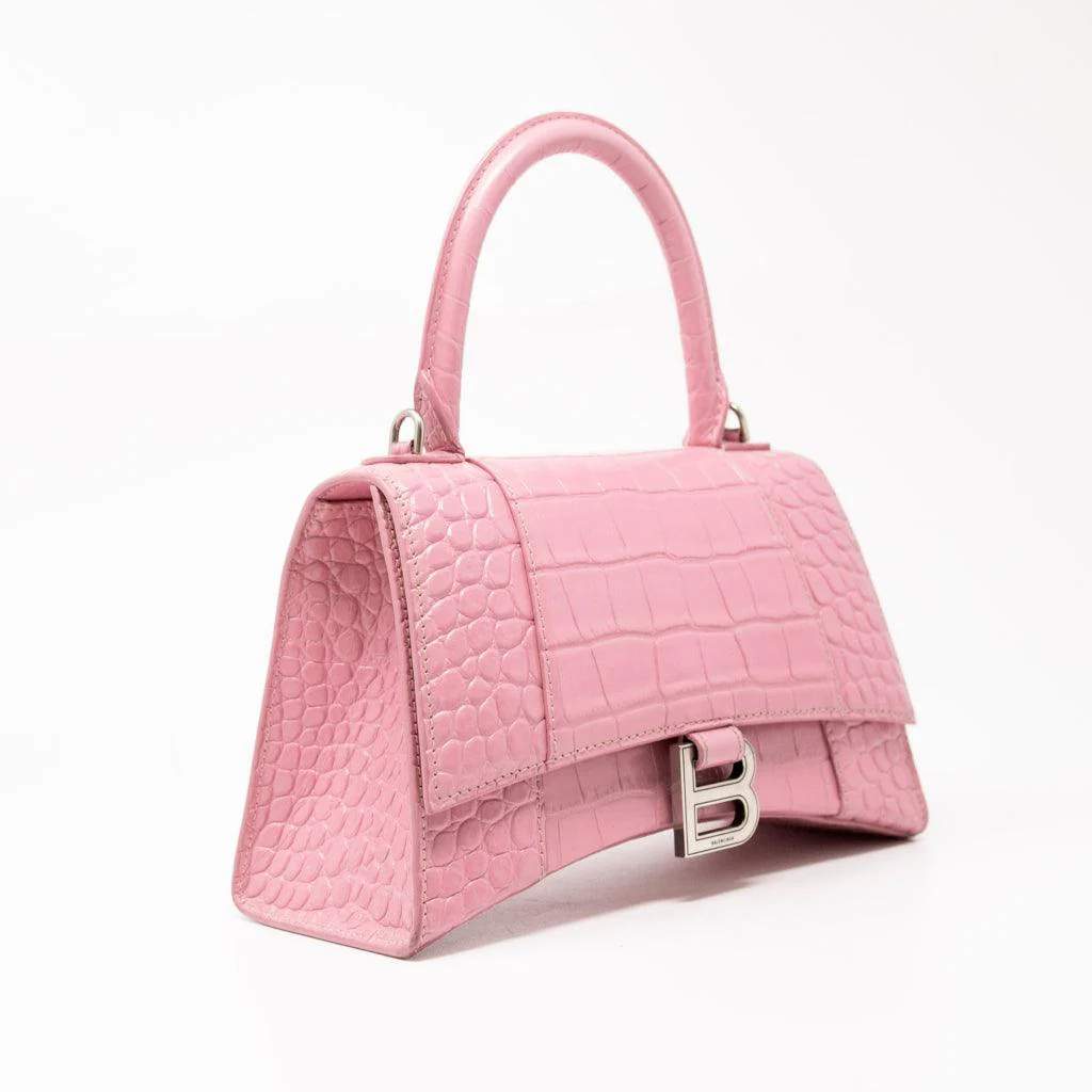 Balenciaga Pink Croc Small Hourglass Bag - Image 4