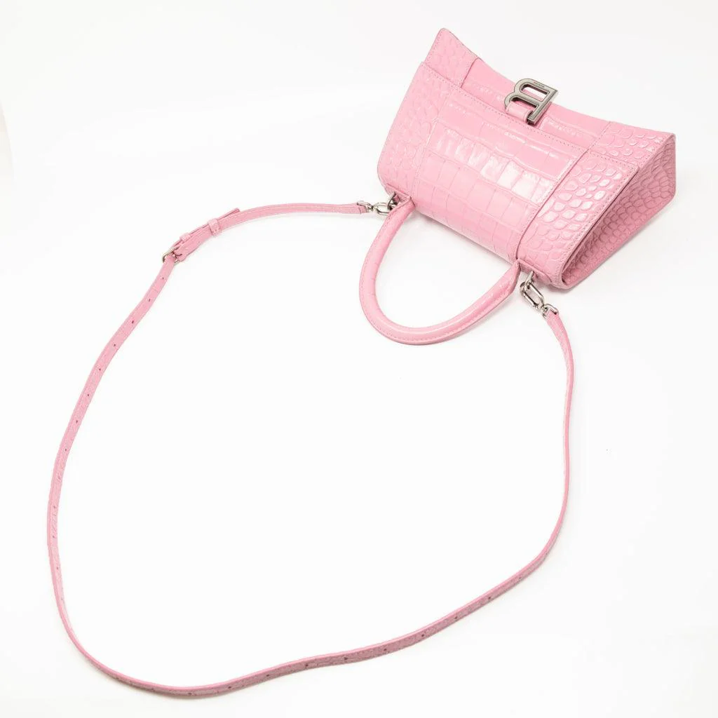 Balenciaga Pink Croc Small Hourglass Bag - Image 6