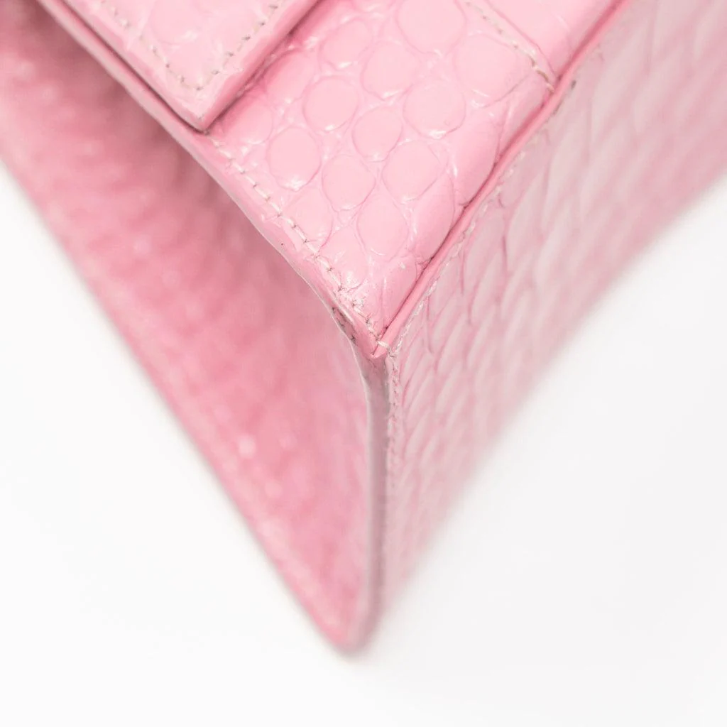 Balenciaga Pink Croc Small Hourglass Bag - Image 7