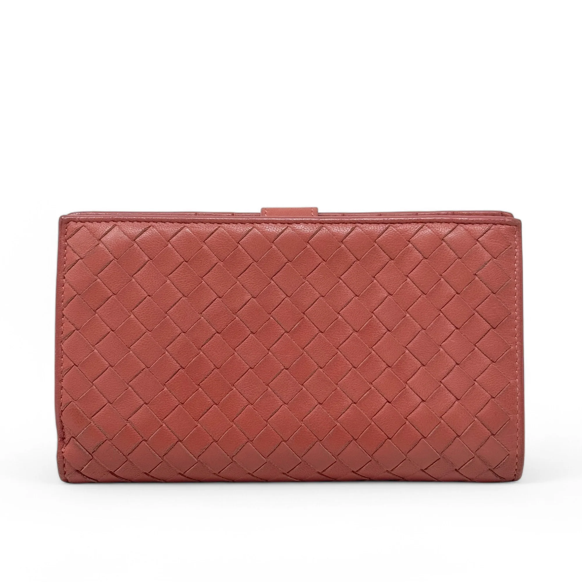 Bottega Veneta Pink Woven Compact Wallet - Image 3