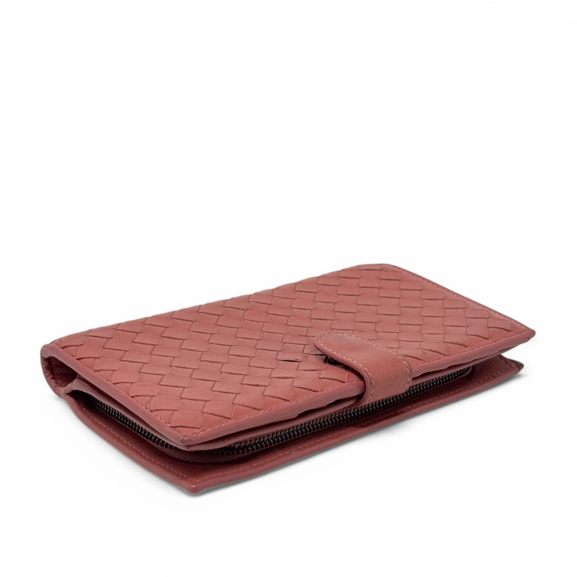 Bottega Veneta Pink Woven Compact Wallet - Image 4