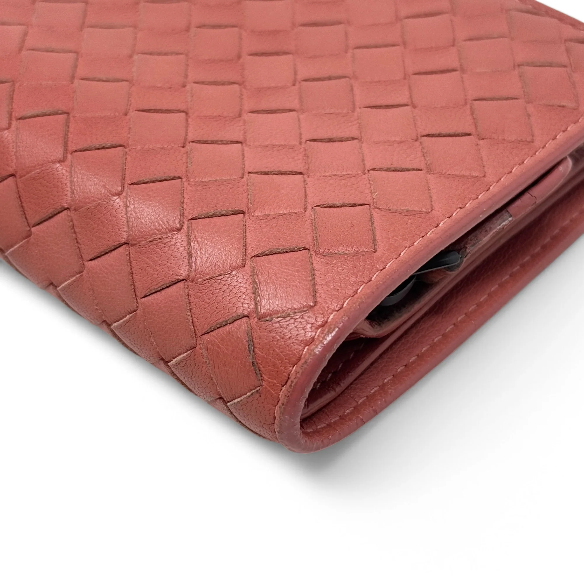 Bottega Veneta Pink Woven Compact Wallet - Image 6
