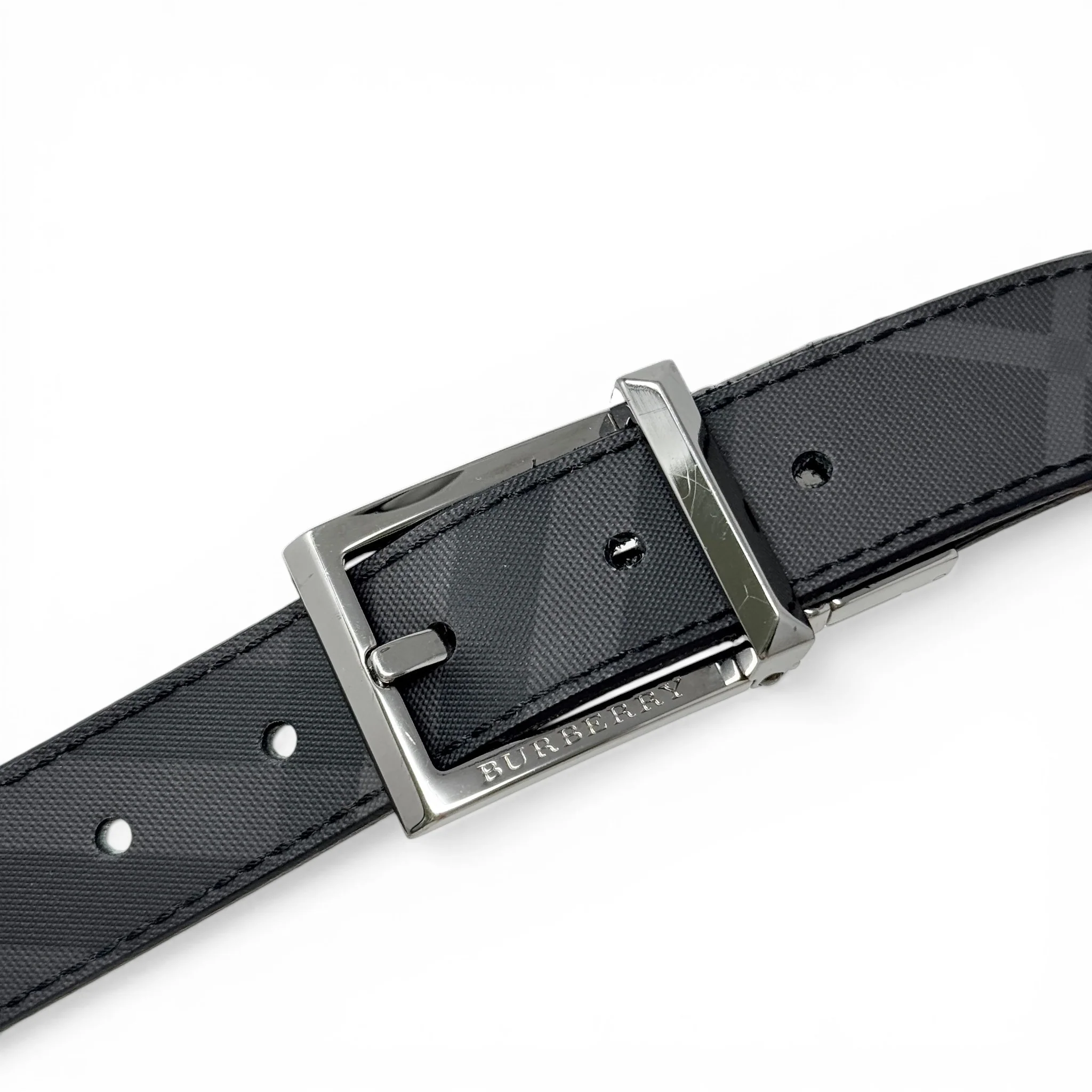 Burberry Grey/Black Check Reversible Belt 34/85 - Image 6