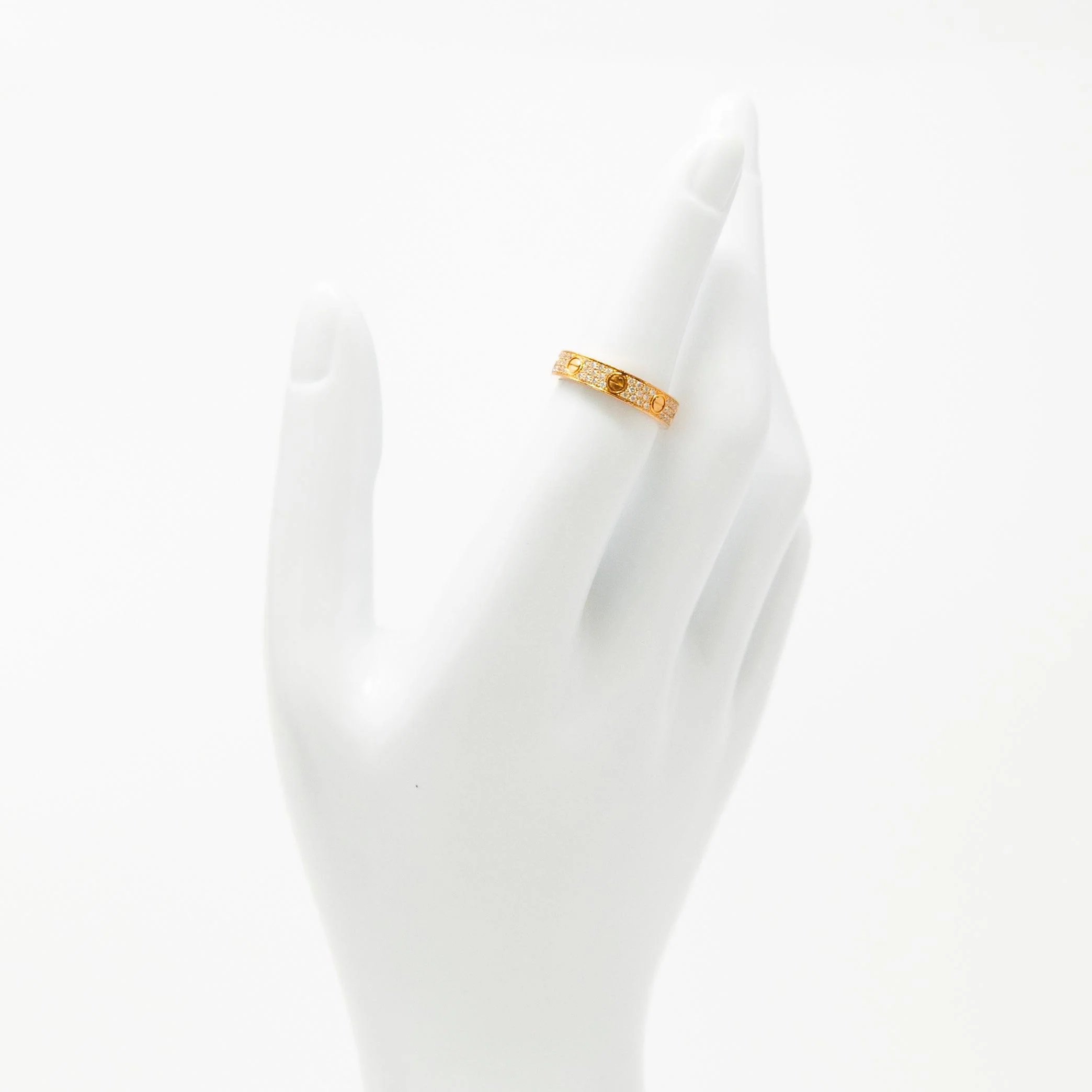 Cartier 18k Gold Pave Diamond Love Ring 50 - Image 3