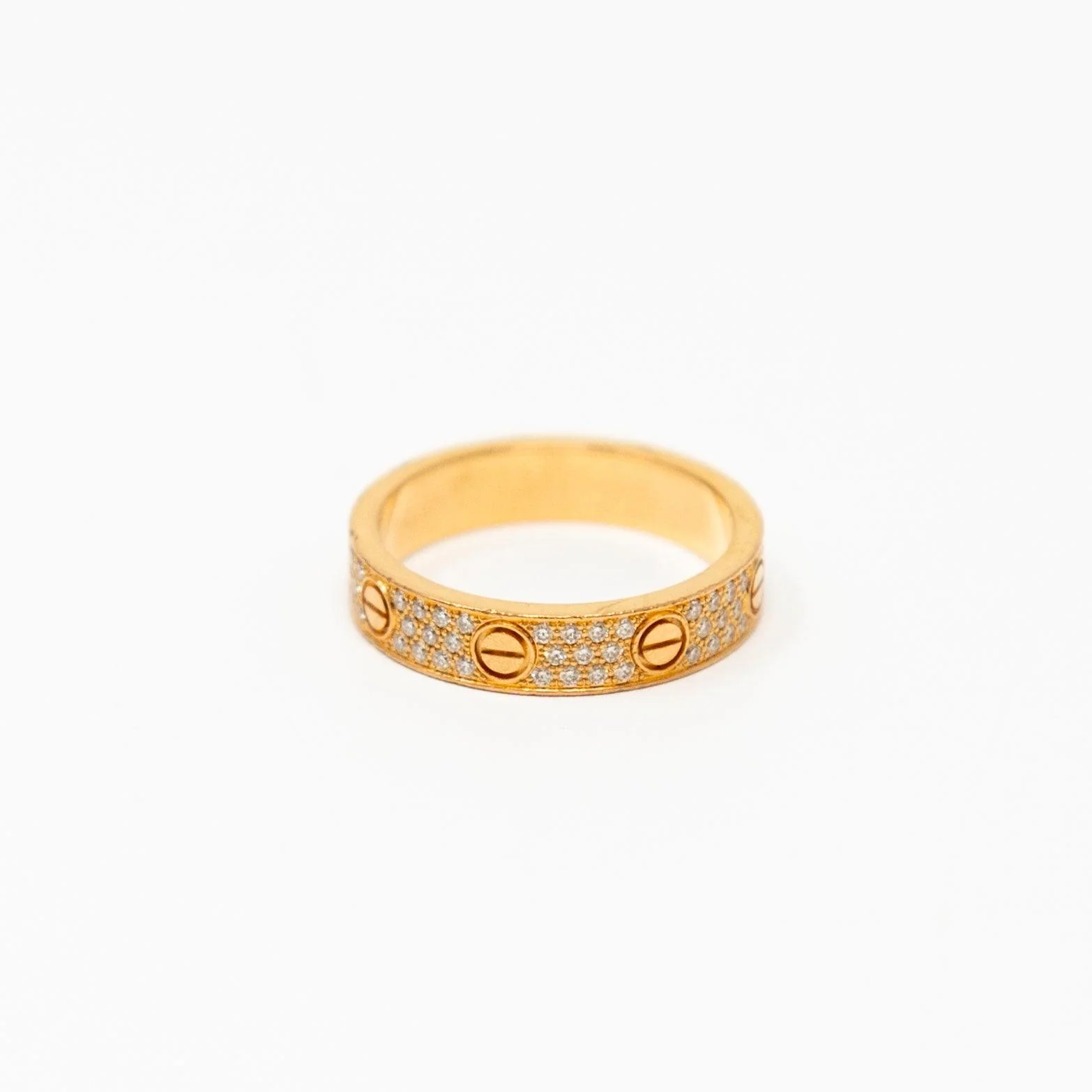 Cartier 18k Gold Pave Diamond Love Ring 50 - Image 4