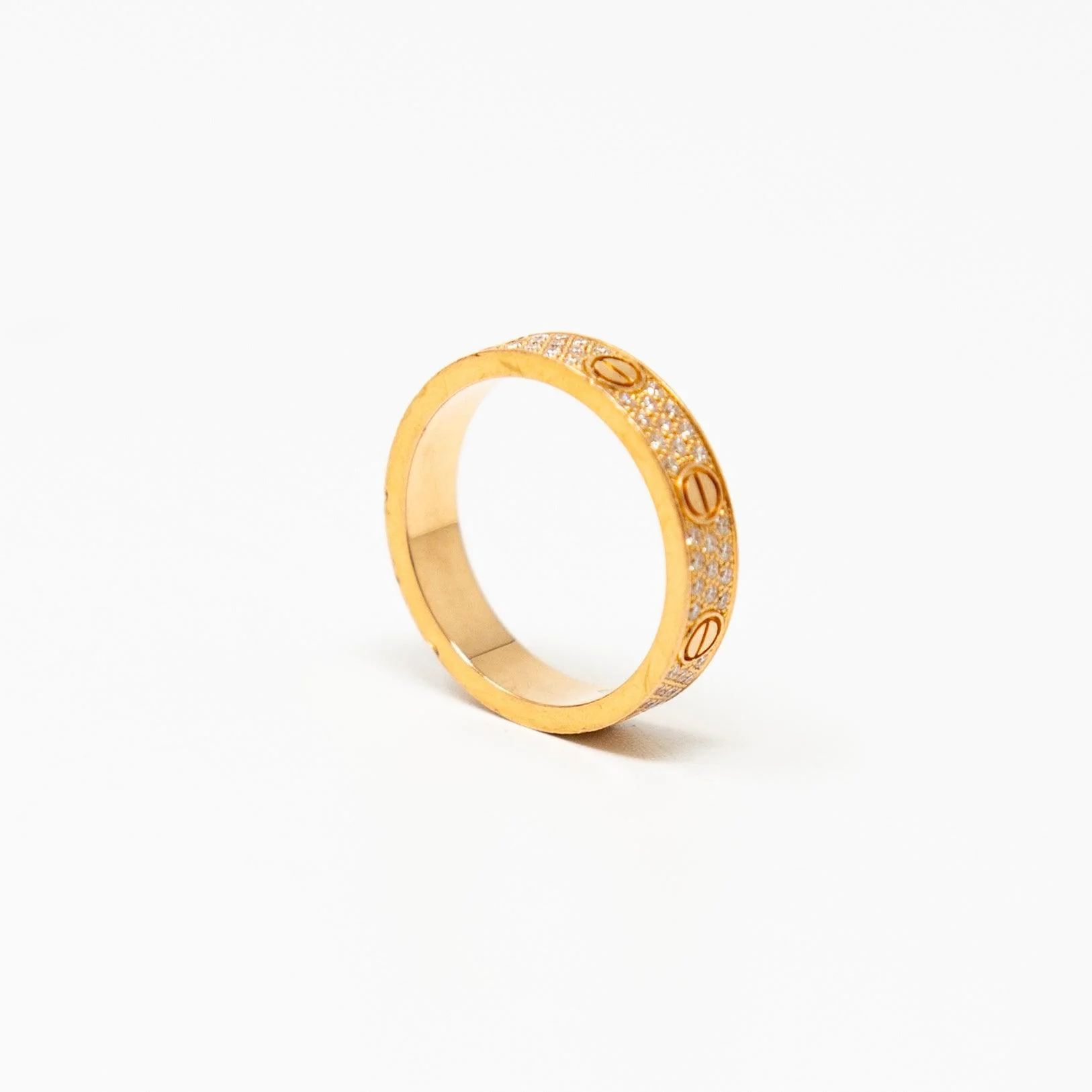 Cartier 18k Gold Pave Diamond Love Ring 50 - Image 5
