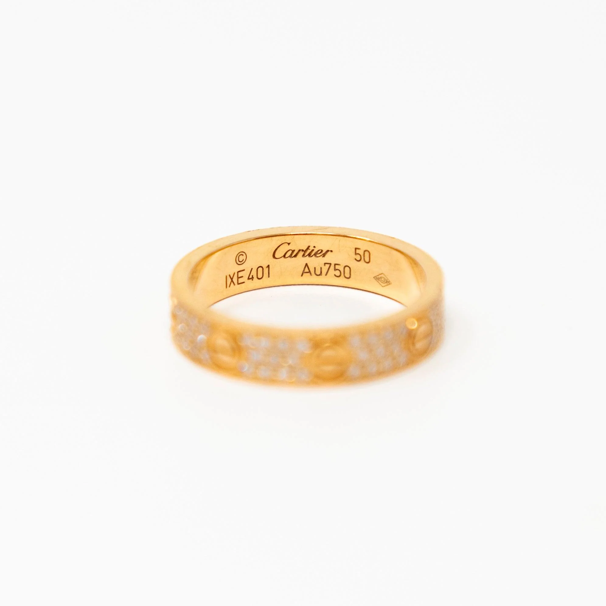 Cartier 18k Gold Pave Diamond Love Ring 50 - Image 6