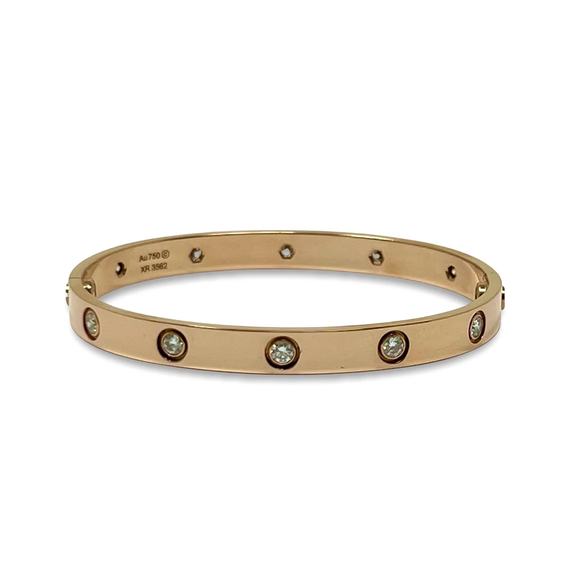 Cartier 18K Rose Gold 10 Diamonds Love Bracelet 17 - Image 4