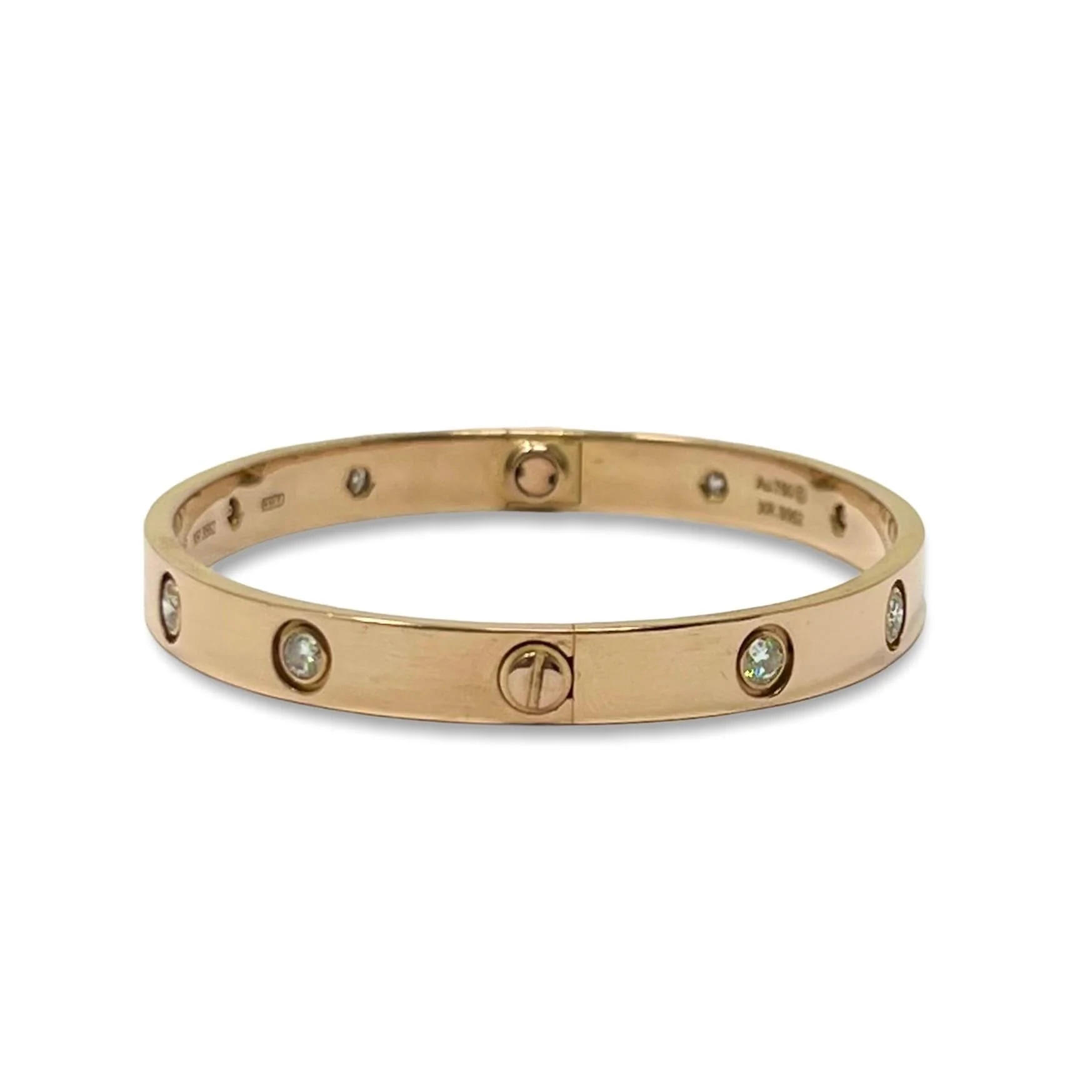 Cartier 18K Rose Gold 10 Diamonds Love Bracelet 17 - Image 5