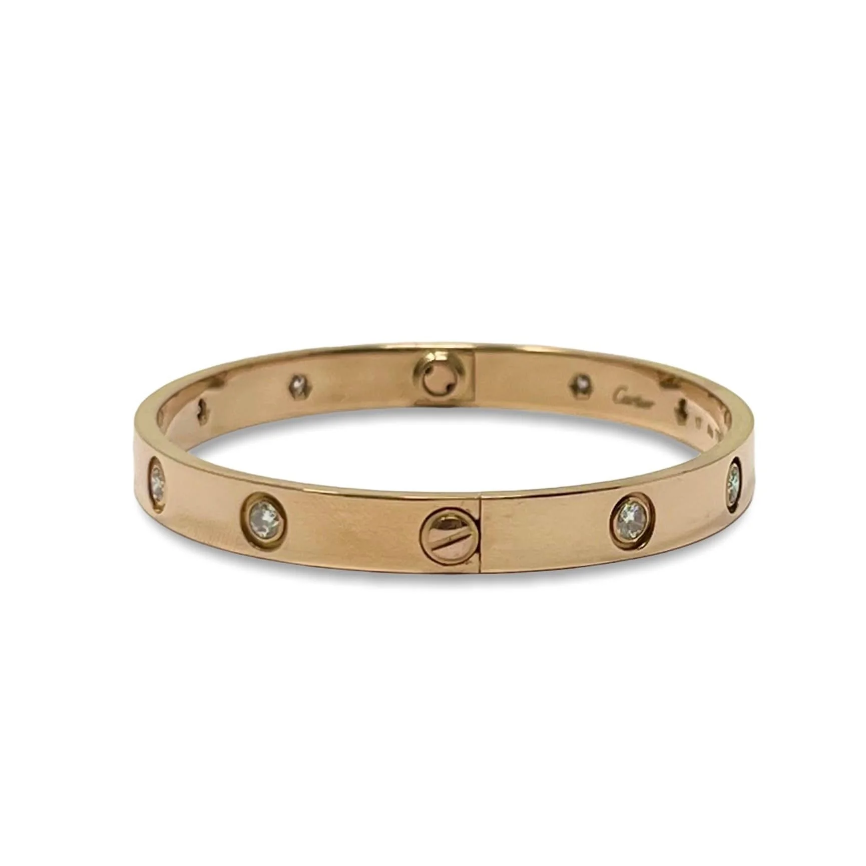 Cartier 18K Rose Gold 10 Diamonds Love Bracelet 17 - Image 6