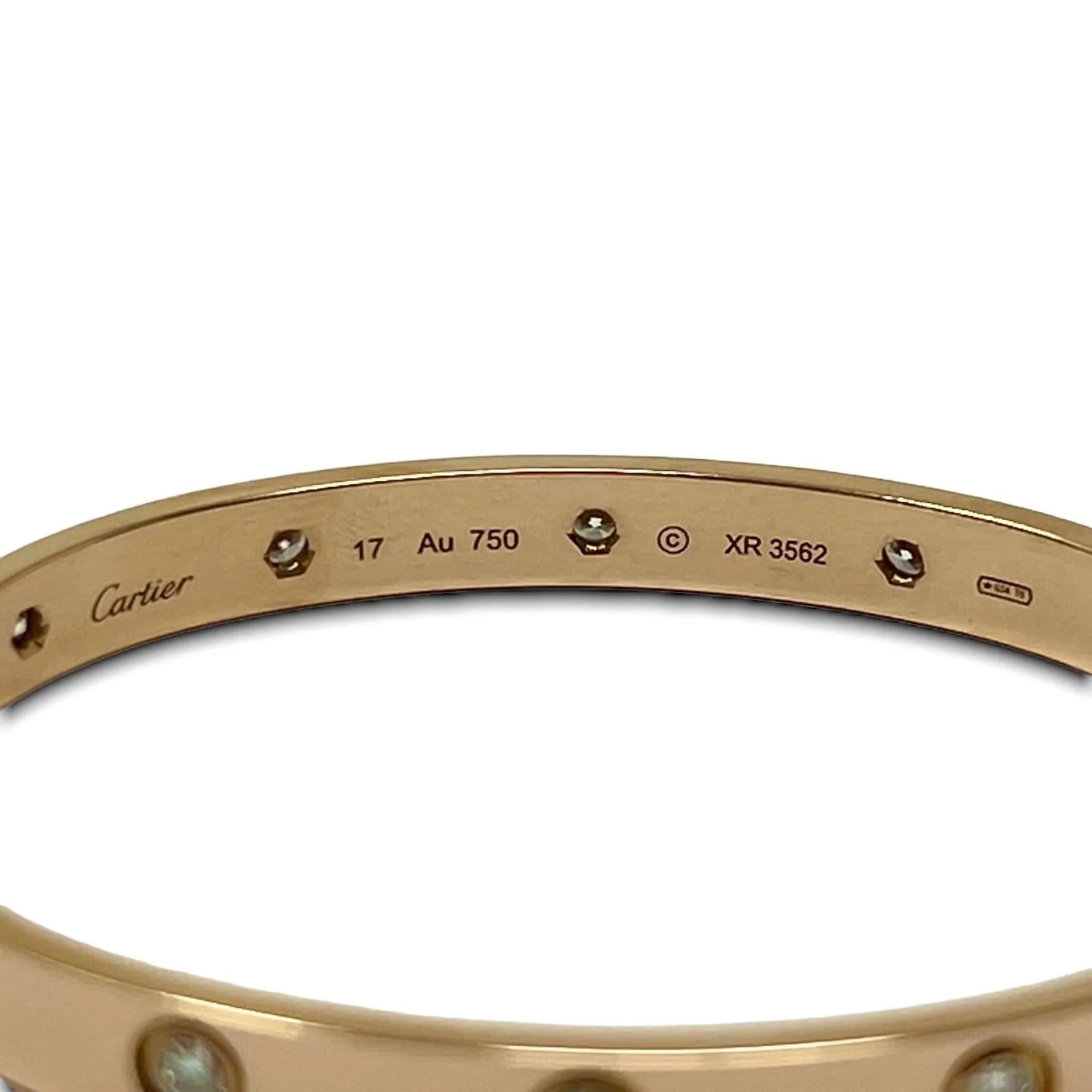 Cartier 18K Rose Gold 10 Diamonds Love Bracelet 17 - Image 7