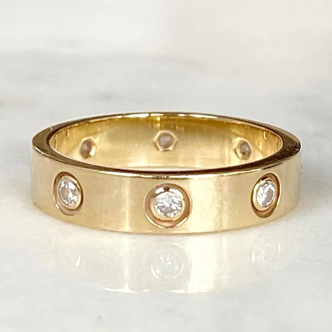 Cartier 18K Yellow Gold 8 Diamond Love Ring 49 - Image 3