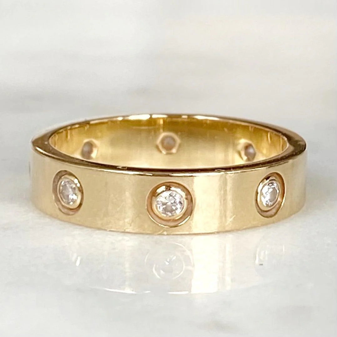 Cartier 18K Yellow Gold 8 Diamond Love Ring 49 - Image 4