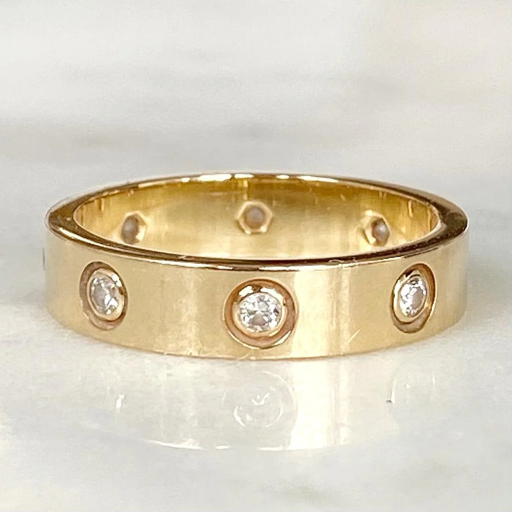 Cartier 18K Yellow Gold 8 Diamond Love Ring 49 - Image 5