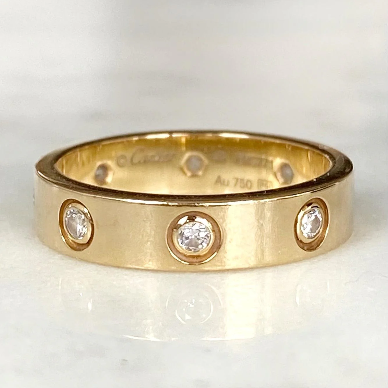 Cartier 18K Yellow Gold 8 Diamond Love Ring 49 - Image 6