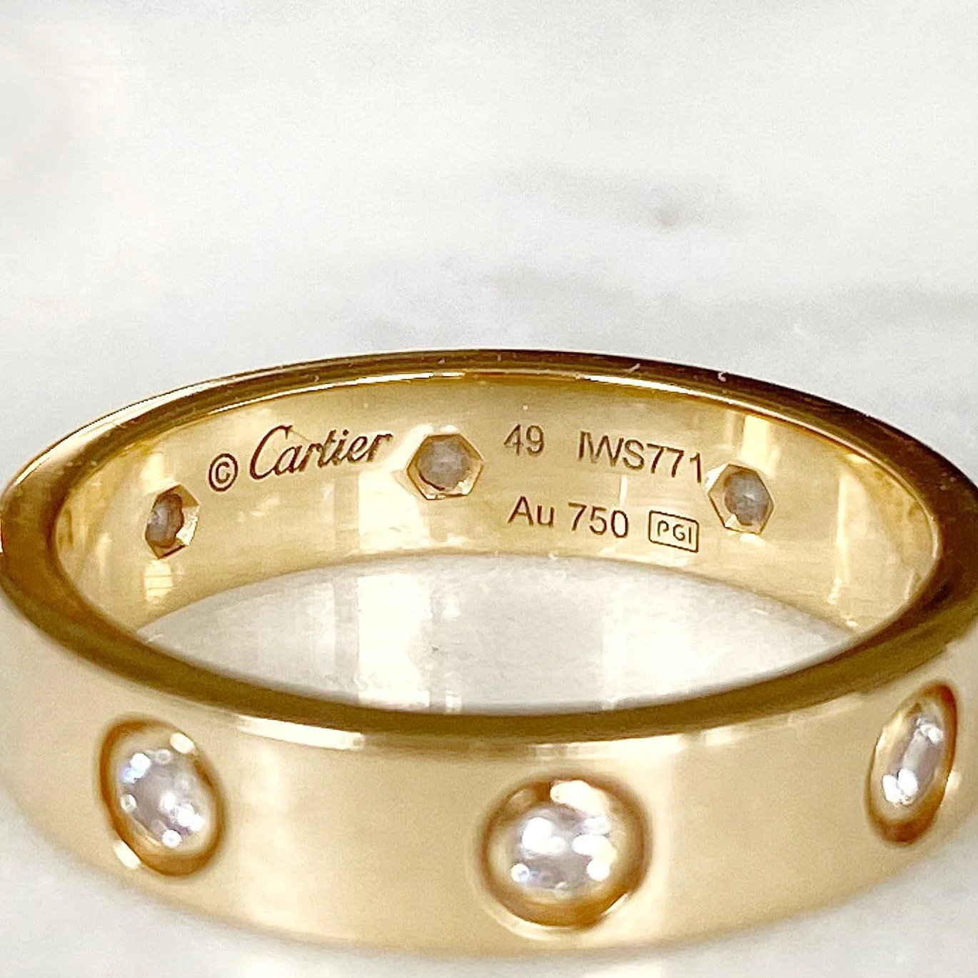 Cartier 18K Yellow Gold 8 Diamond Love Ring 49 - Image 7