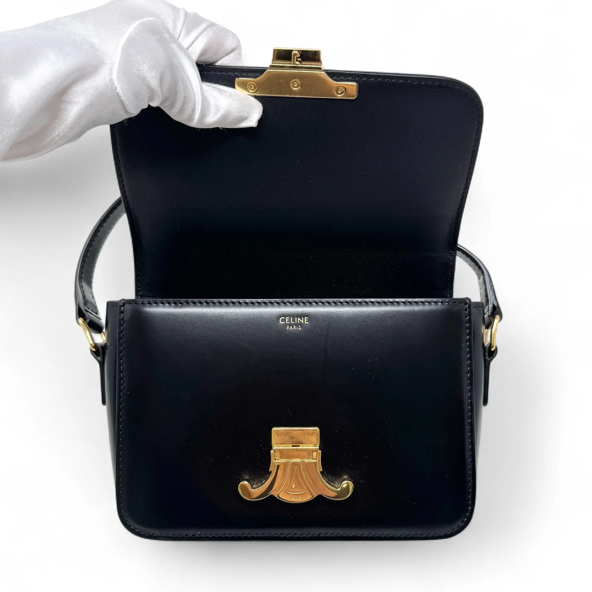 Celine Black Calfskin Triomphe Teen Bag - Image 11