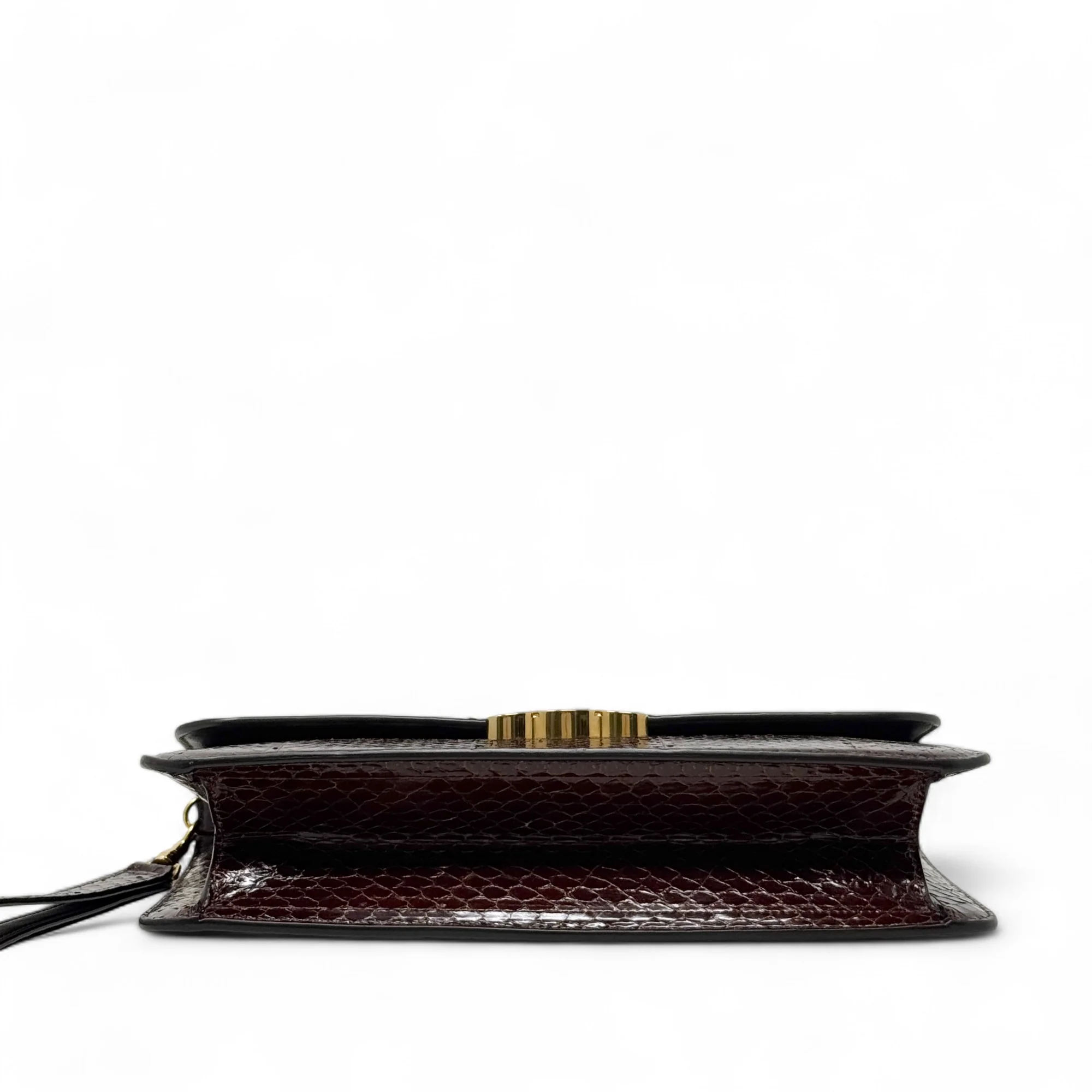 Celine Brown Snakeskin Triomphe Clutch - Image 5