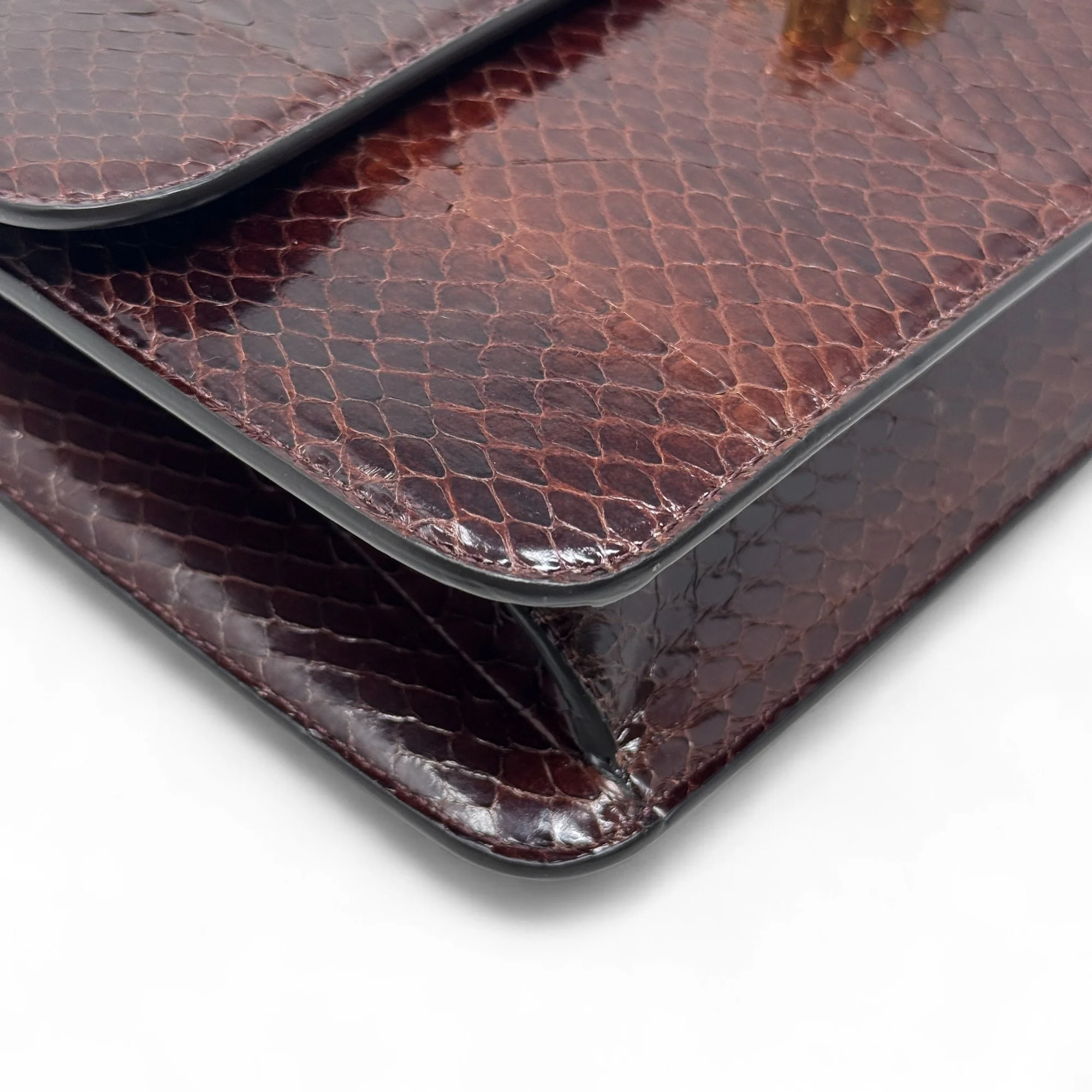 Celine Brown Snakeskin Triomphe Clutch - Image 7