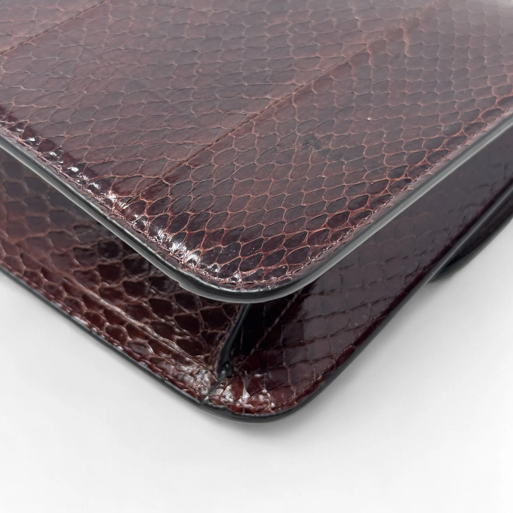 Celine Brown Snakeskin Triomphe Clutch - Image 8