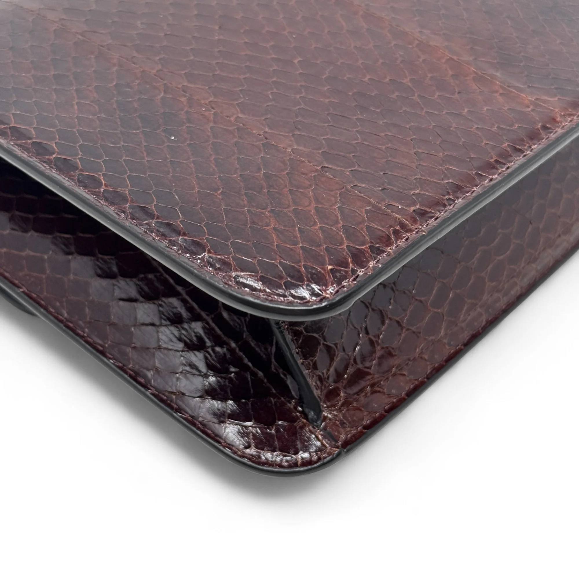 Celine Brown Snakeskin Triomphe Clutch - Image 9