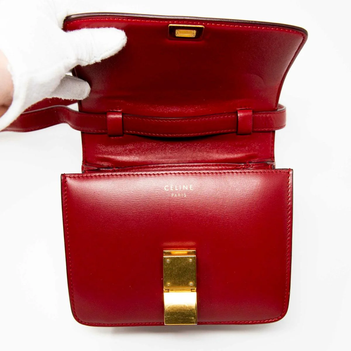 Celine Dark Red Small Box Bag - Image 11