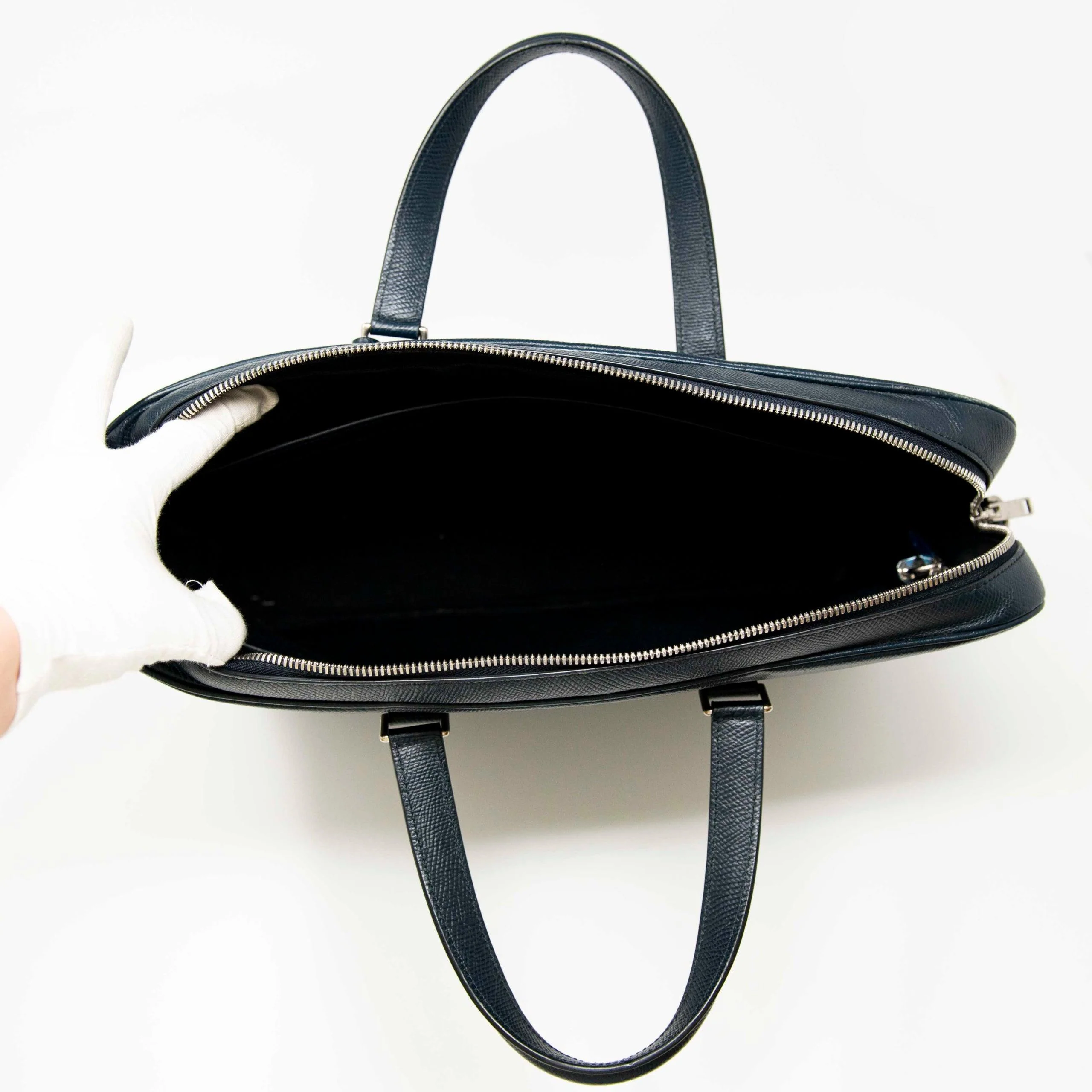 Celine Navy Grained Calfskin Briefcase - Image 11