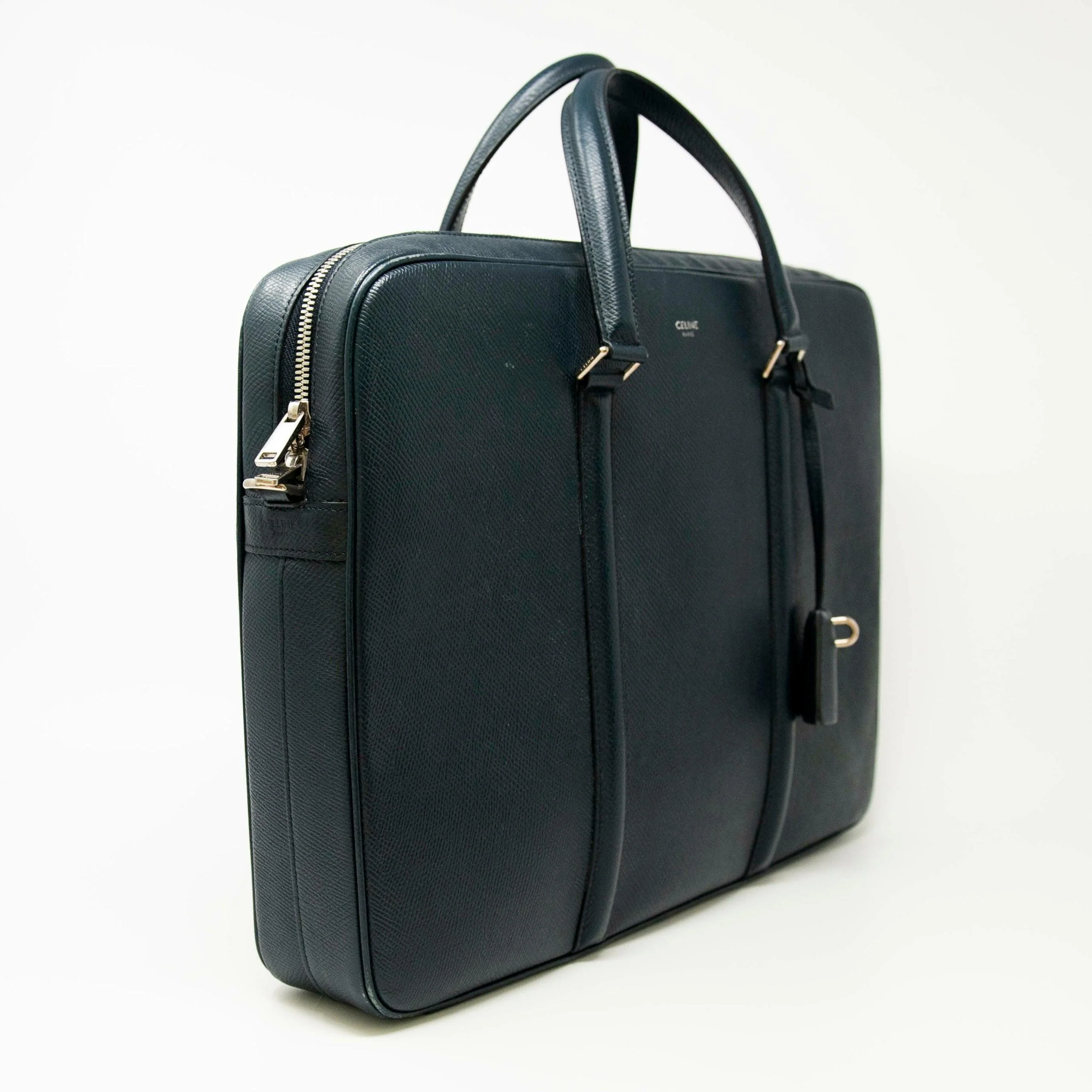 Celine Navy Grained Calfskin Briefcase - Image 4