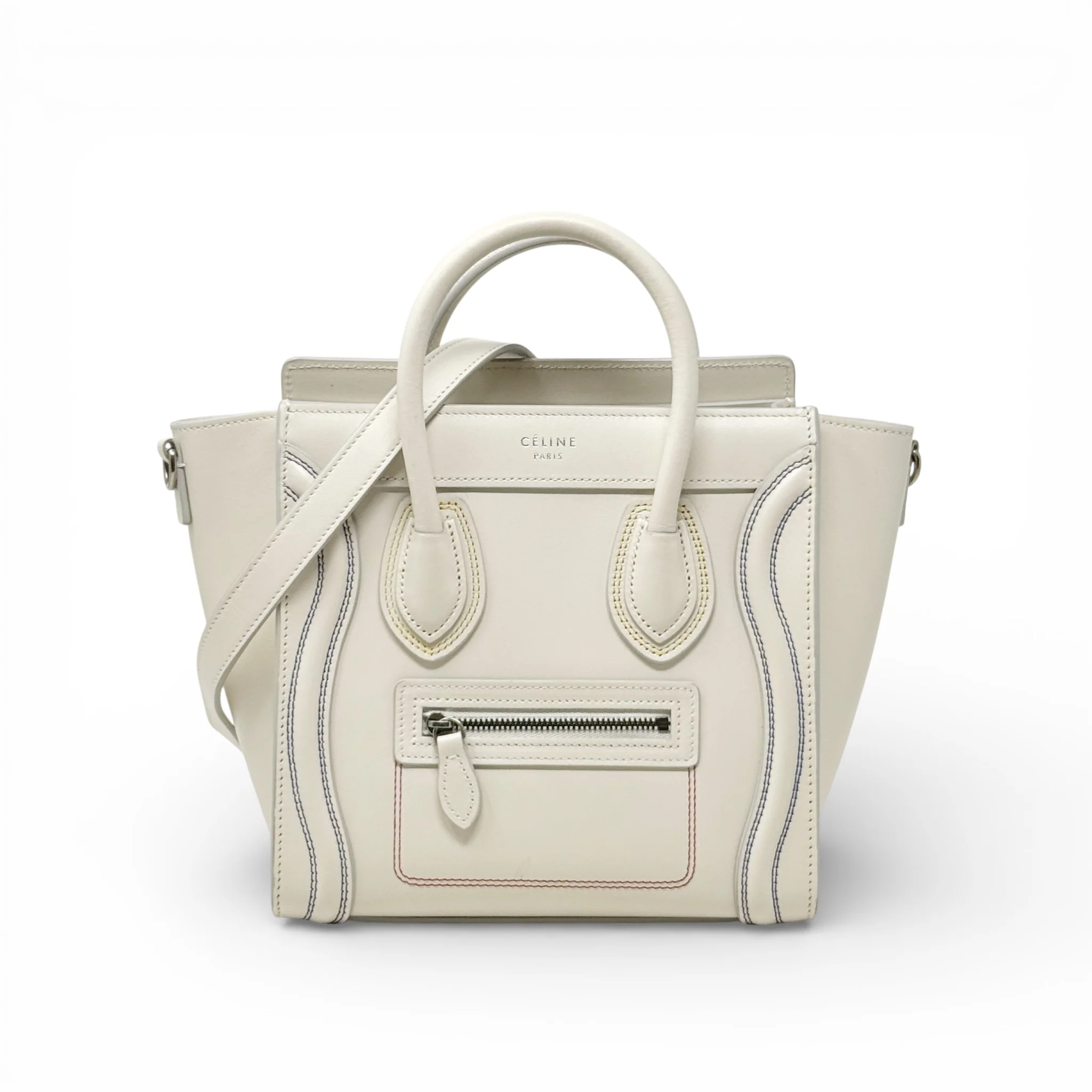 Celine White Nano Luggage Bag