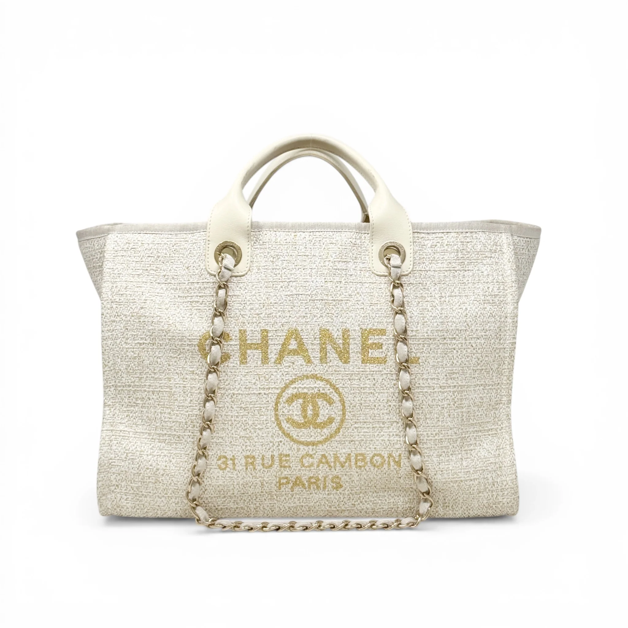 Chanel Beige Tweed Medium Deauville Tote