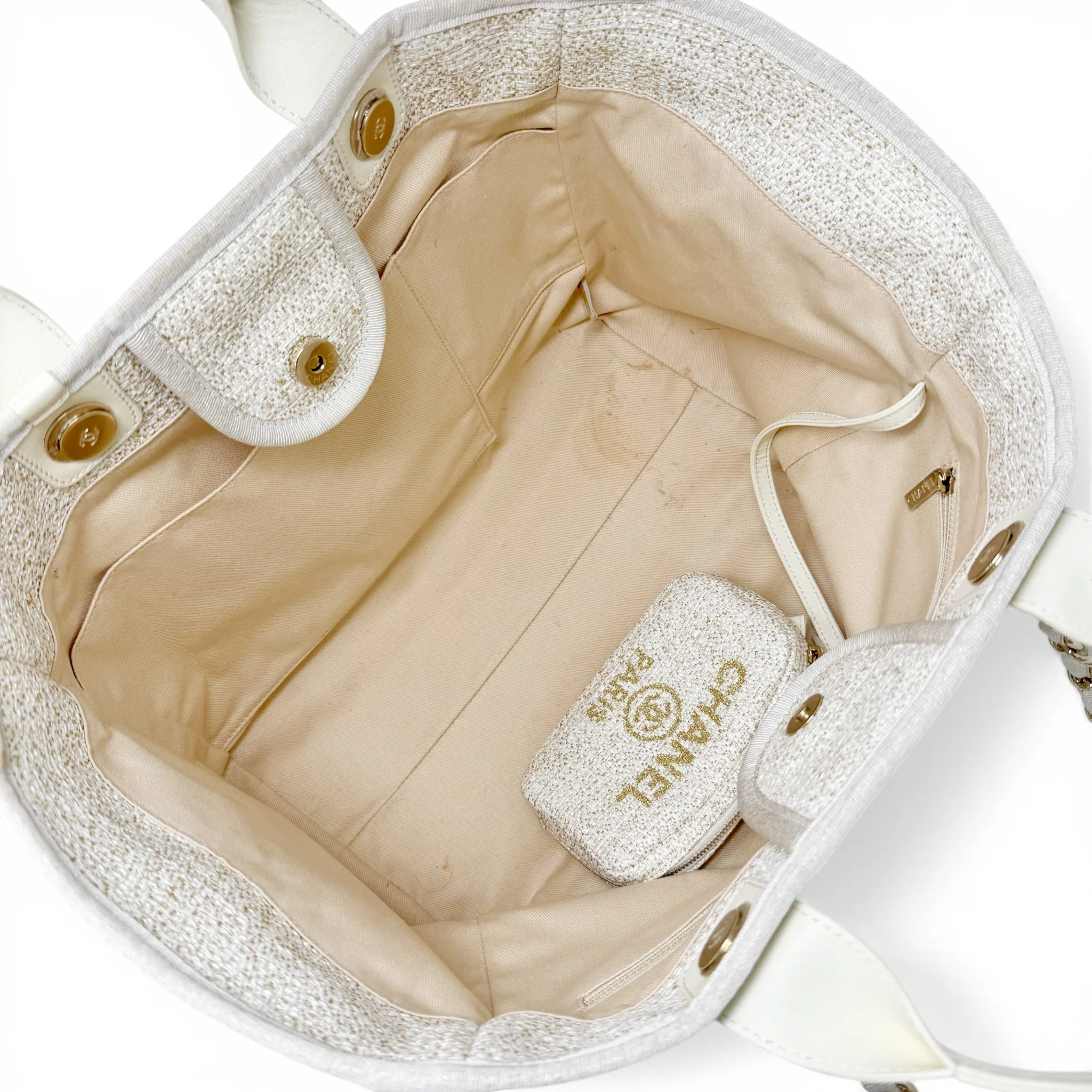 Chanel Beige Tweed Medium Deauville Tote - Image 12