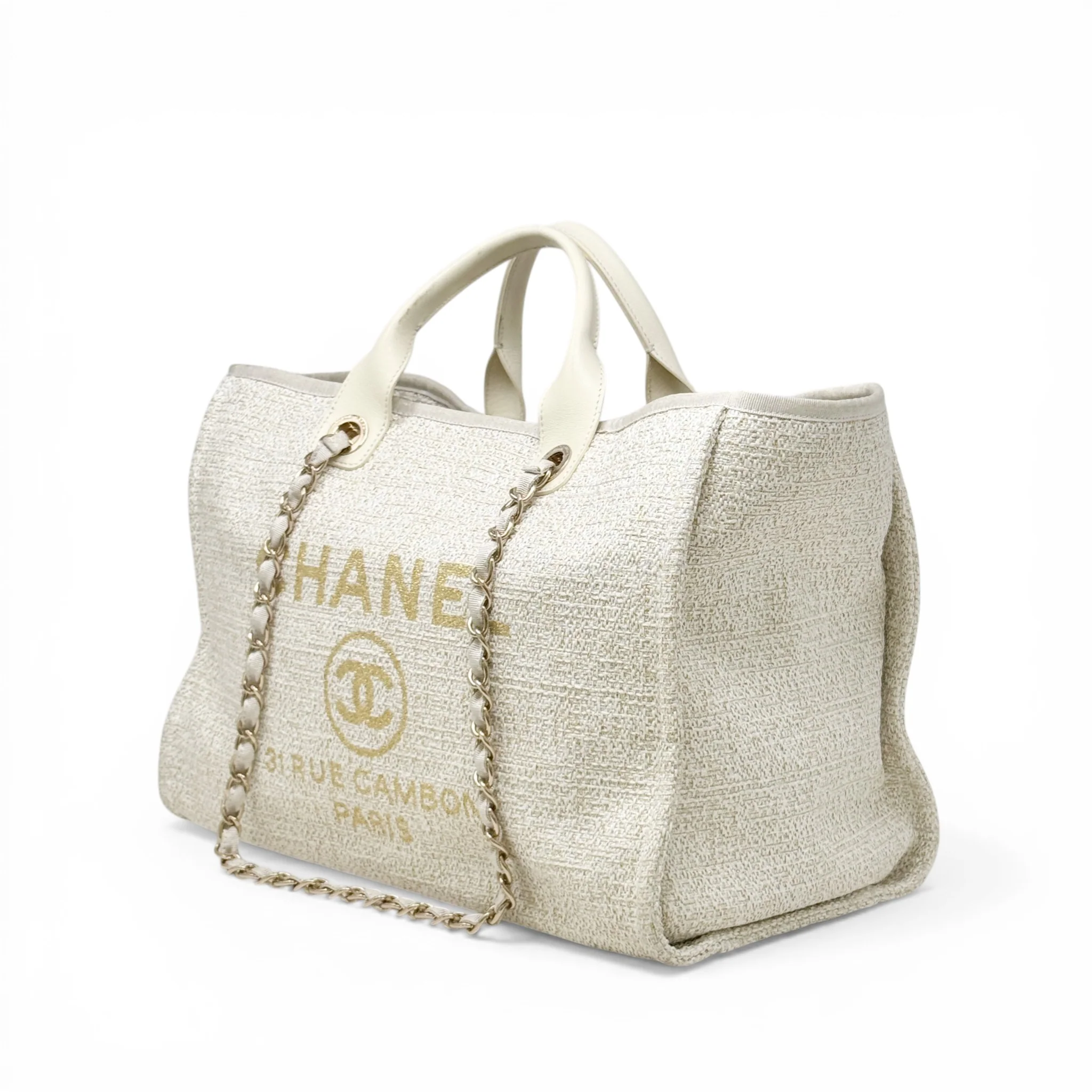 Chanel Beige Tweed Medium Deauville Tote - Image 2