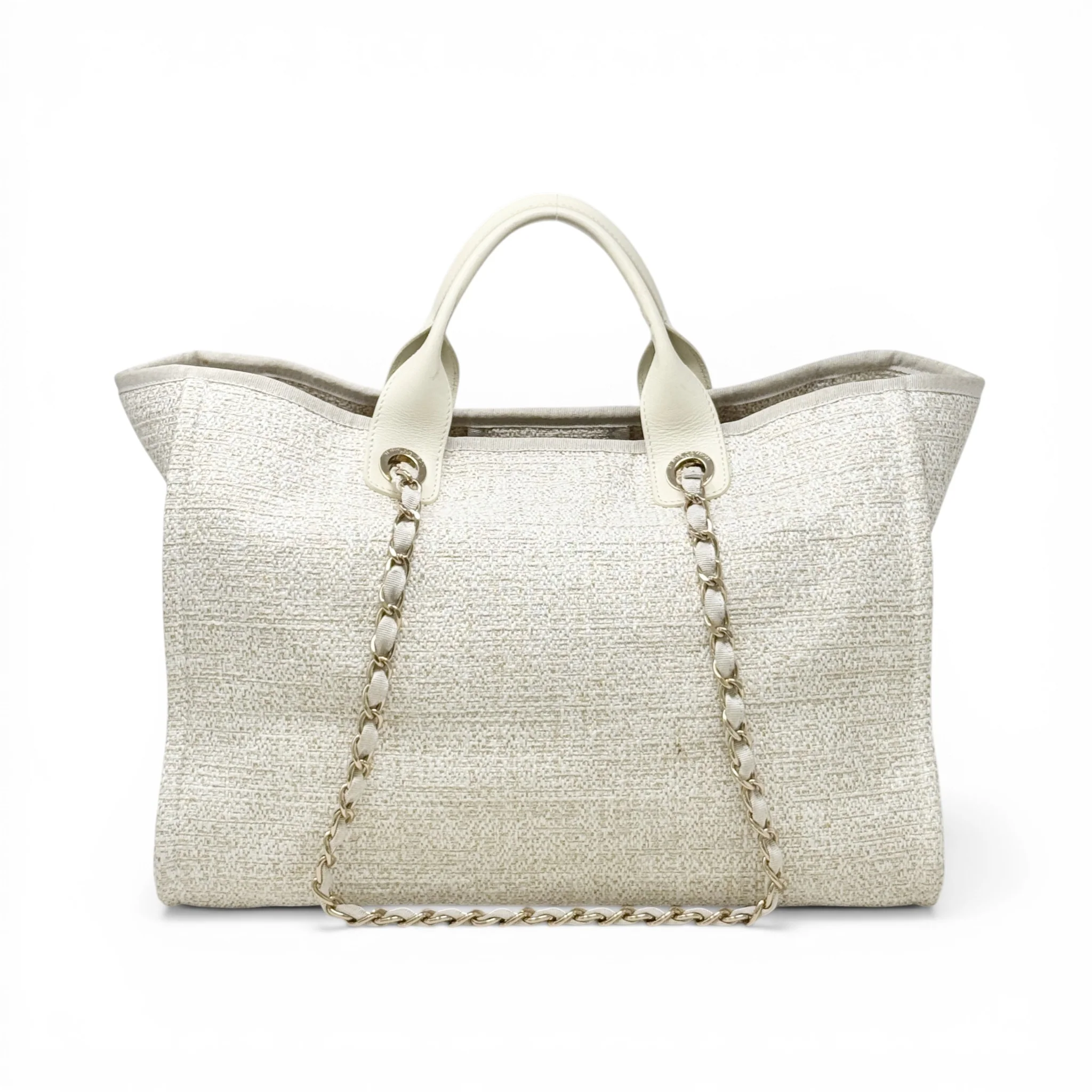 Chanel Beige Tweed Medium Deauville Tote - Image 3