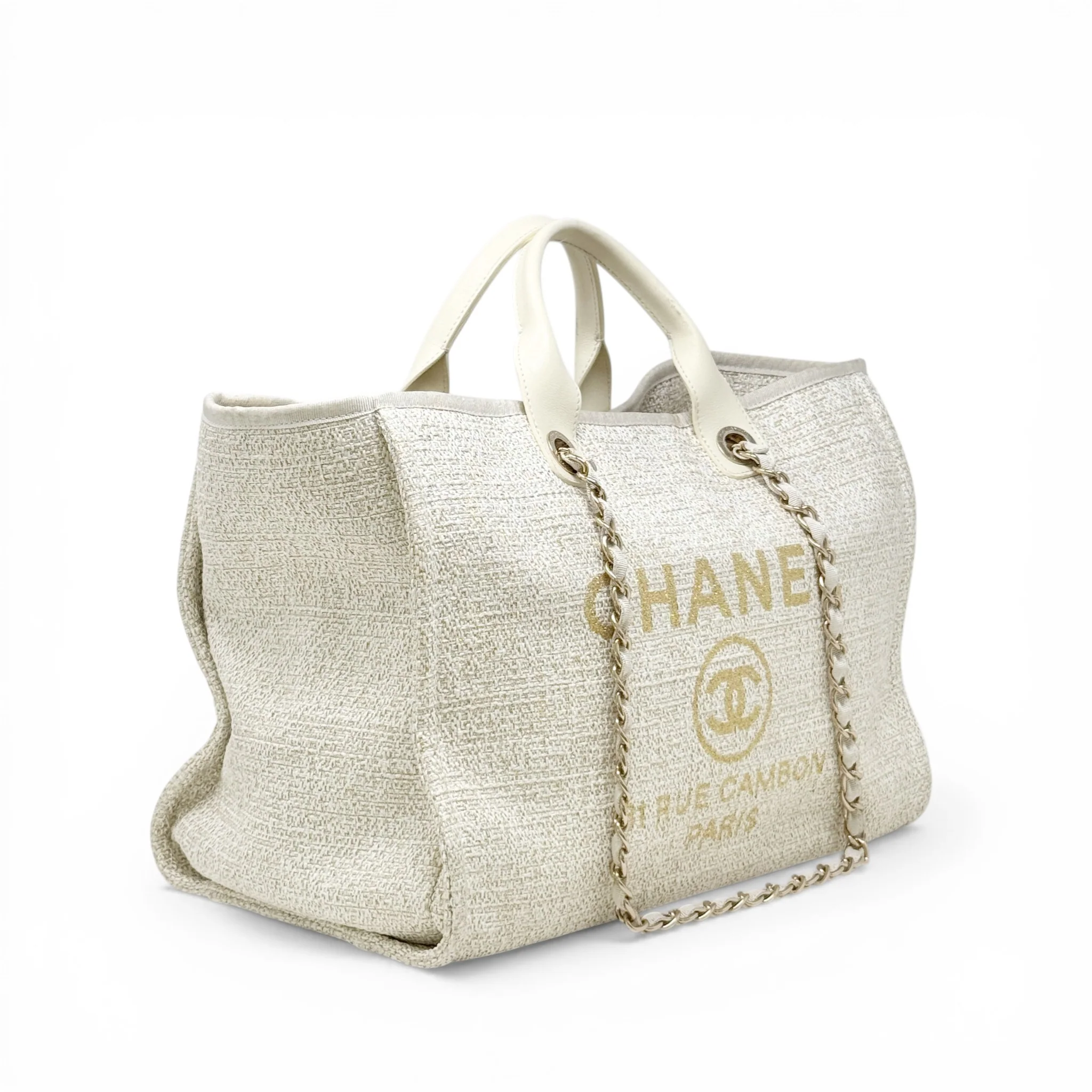 Chanel Beige Tweed Medium Deauville Tote - Image 4