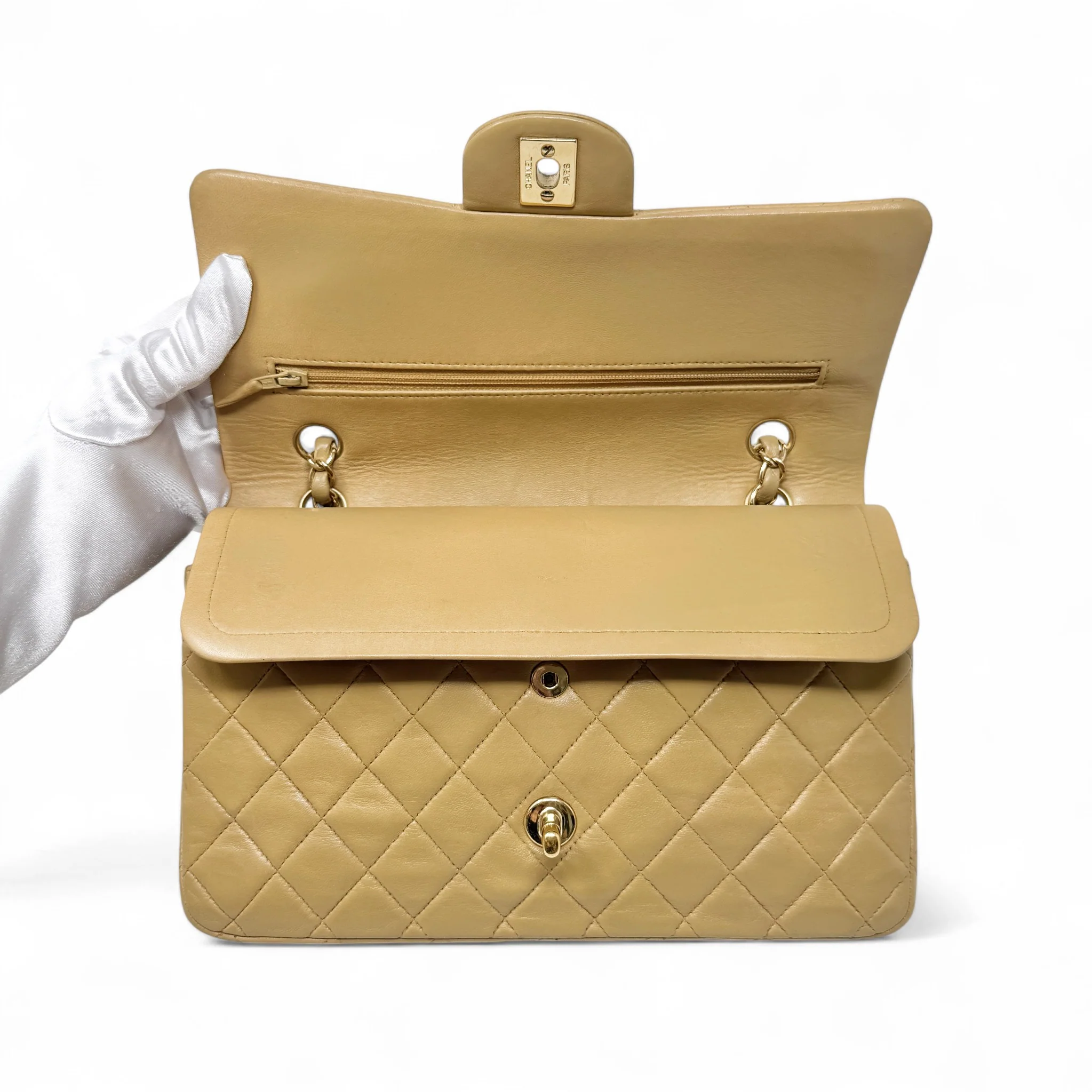 Chanel Beige Medium Vintage Classic Flap - Image 11