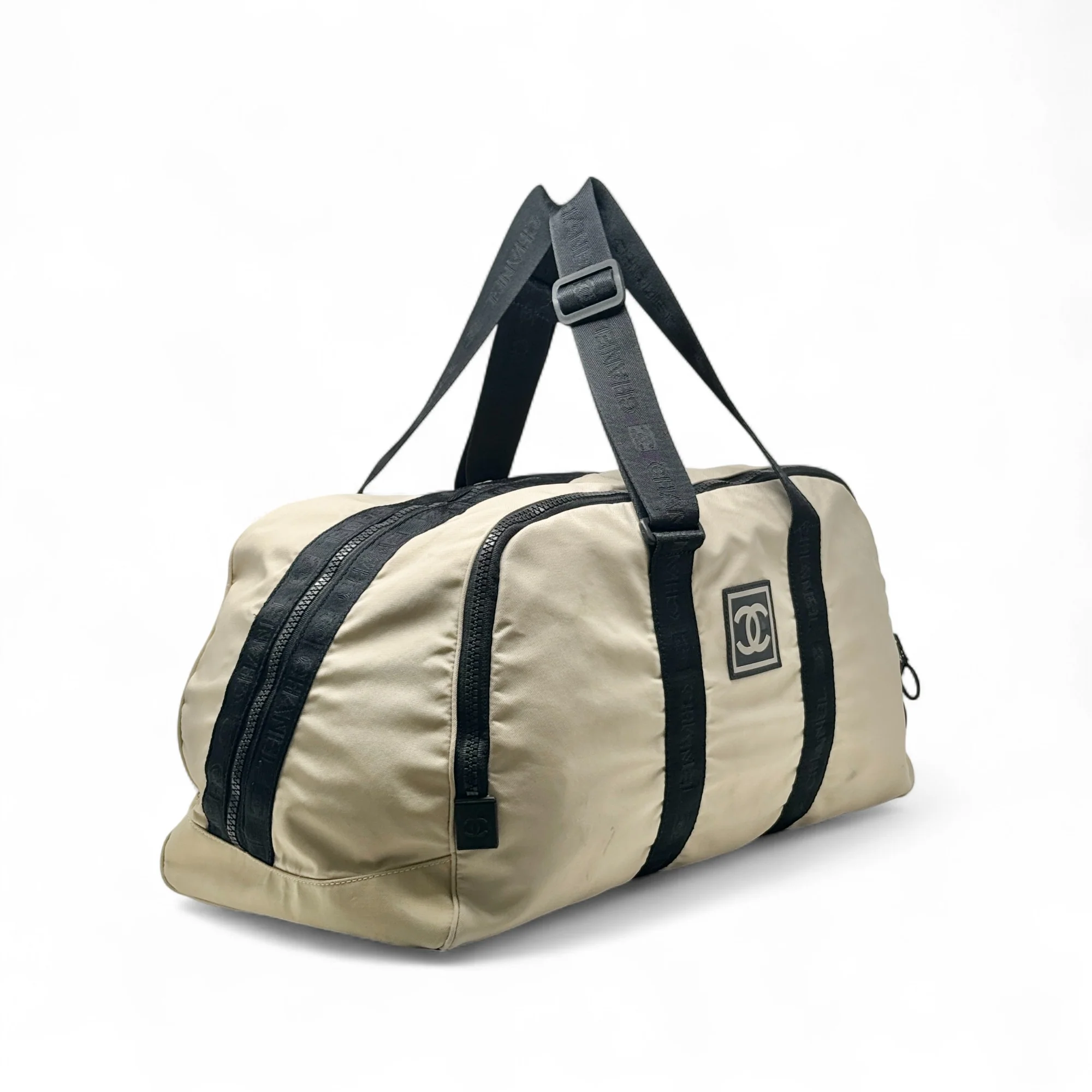 Chanel Beige Nylon Sports Duffle - Image 4
