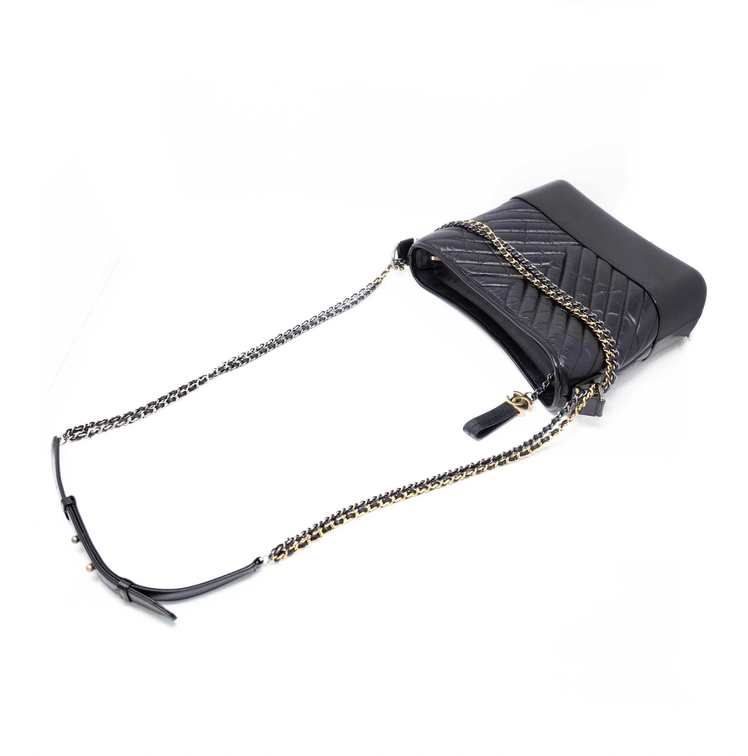 Chanel Black Chevron Medium Gabrielle Hobo - Image 14