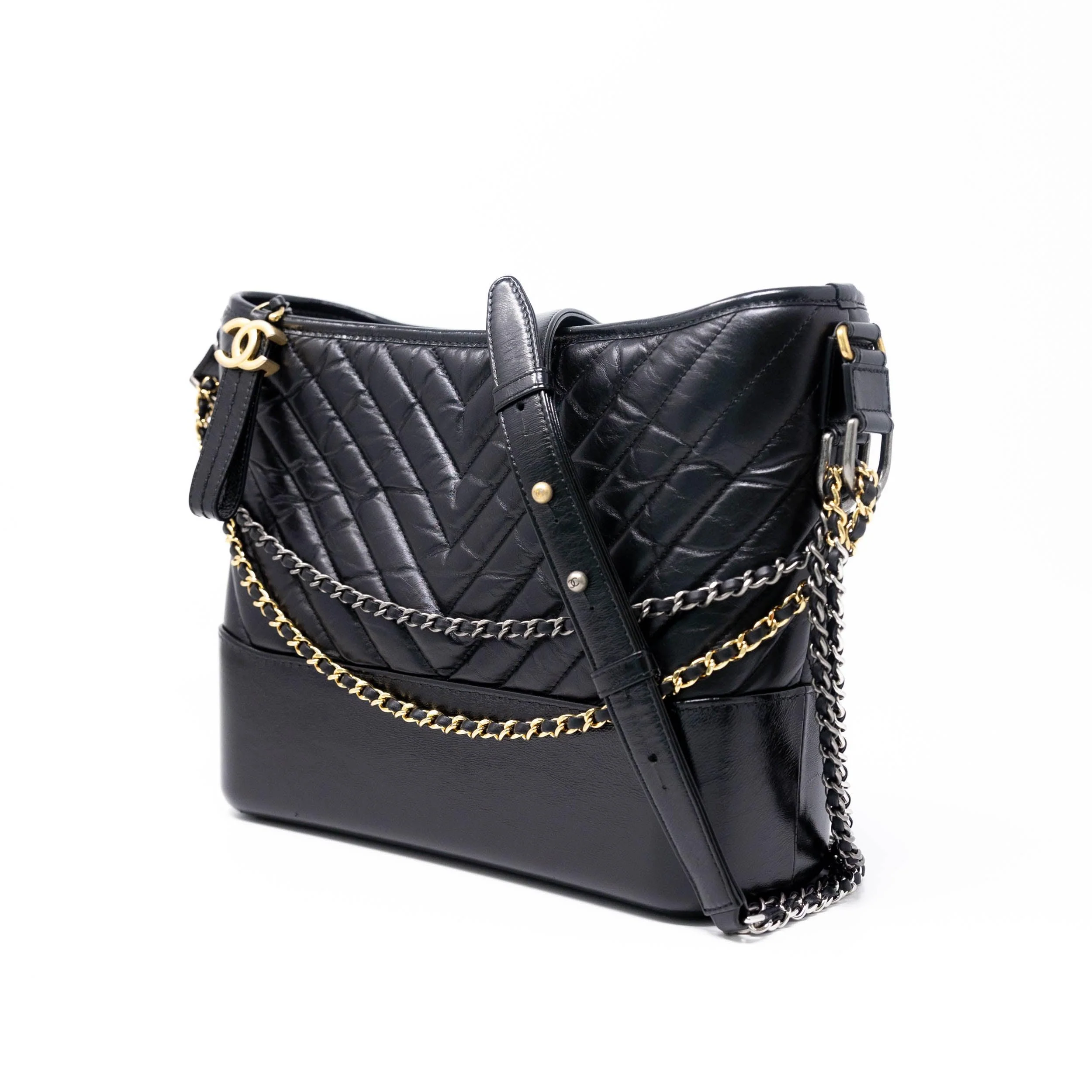 Chanel Black Chevron Medium Gabrielle Hobo - Image 2