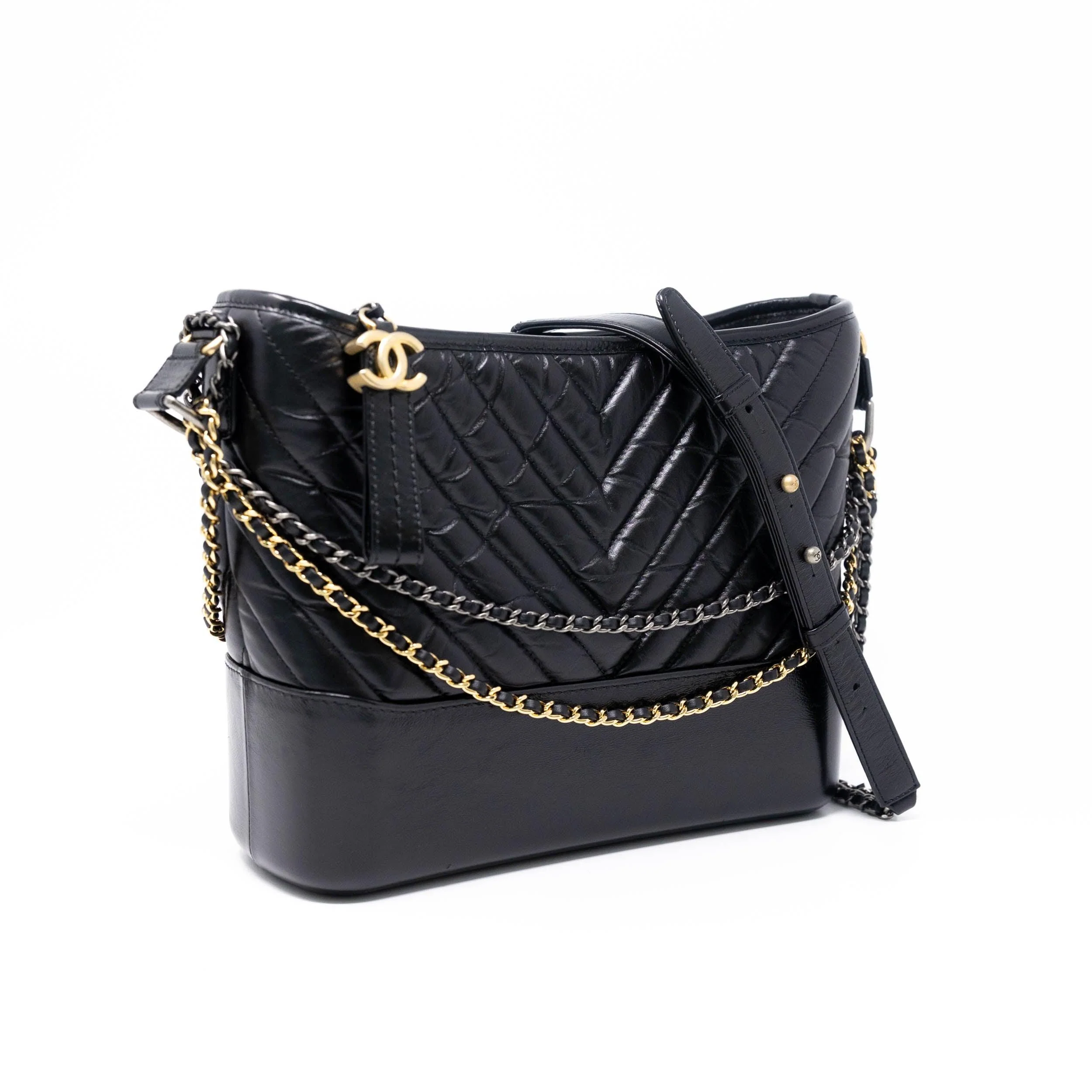 Chanel Black Chevron Medium Gabrielle Hobo - Image 4
