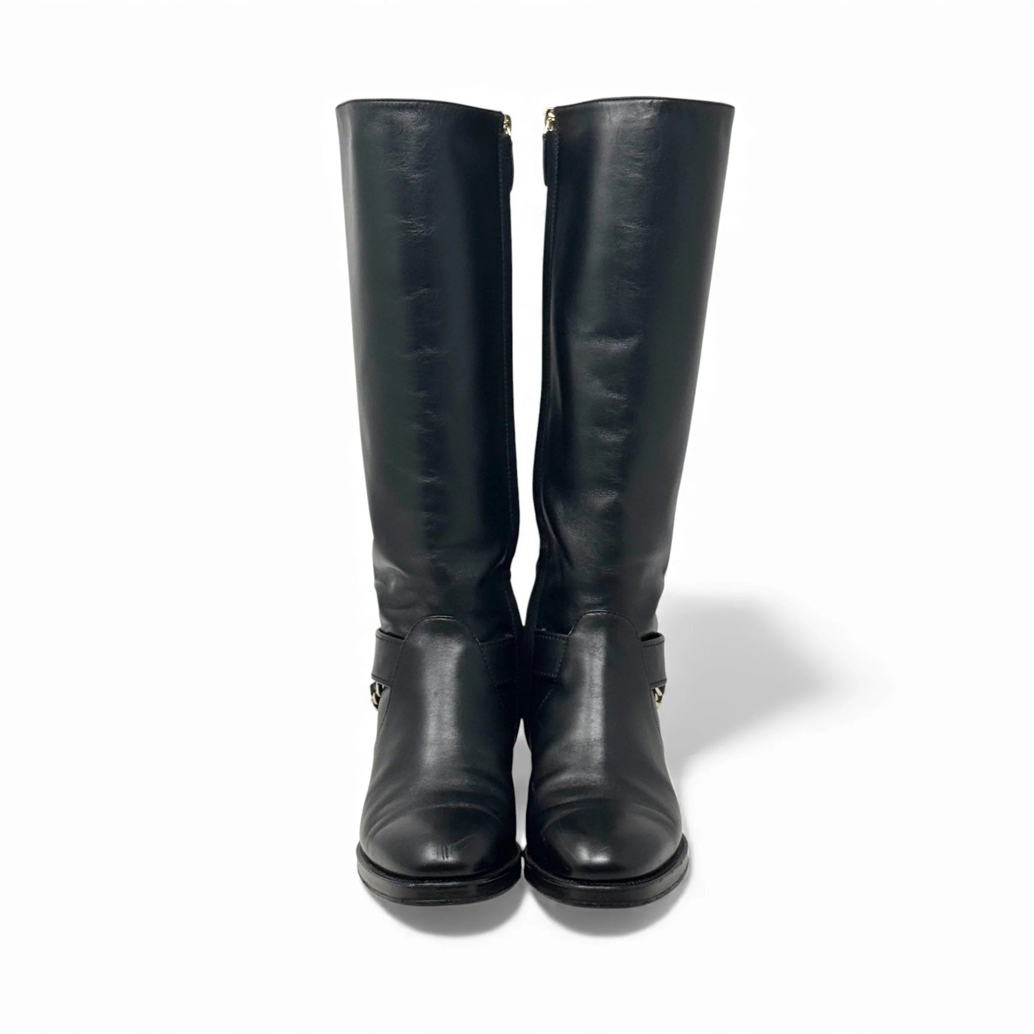 Chanel Black CC Chain Riding Boots 36.5 - Image 5