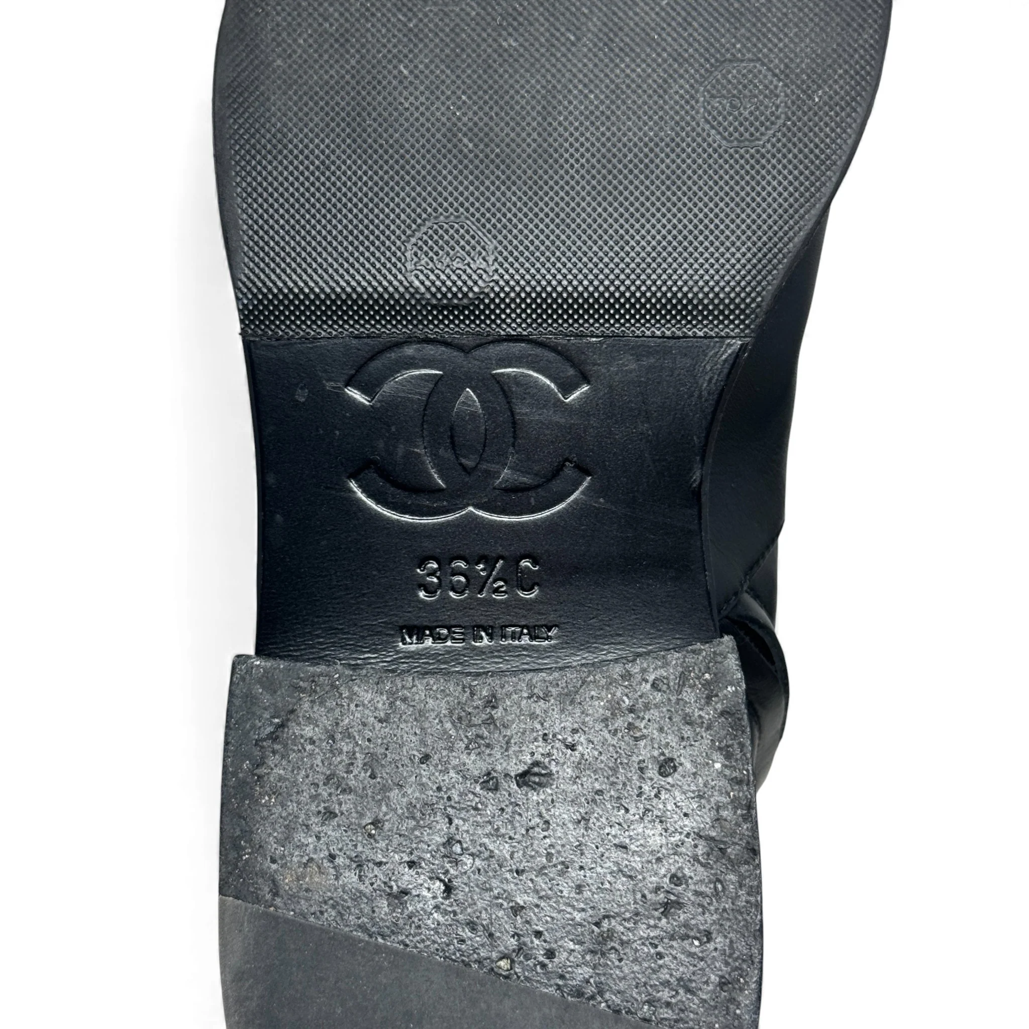 Chanel Black CC Chain Riding Boots 36.5 - Image 8