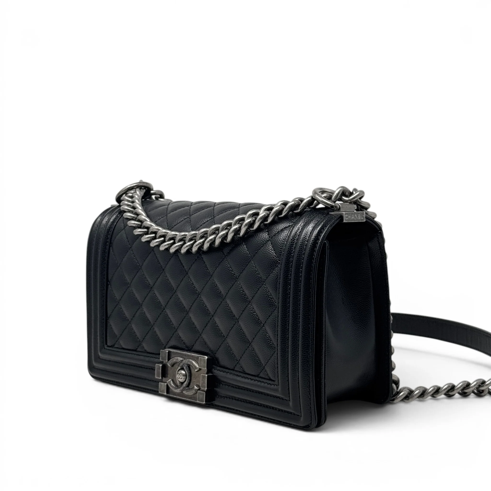 Chanel Black Caviar Medium Boy Bag - Image 2