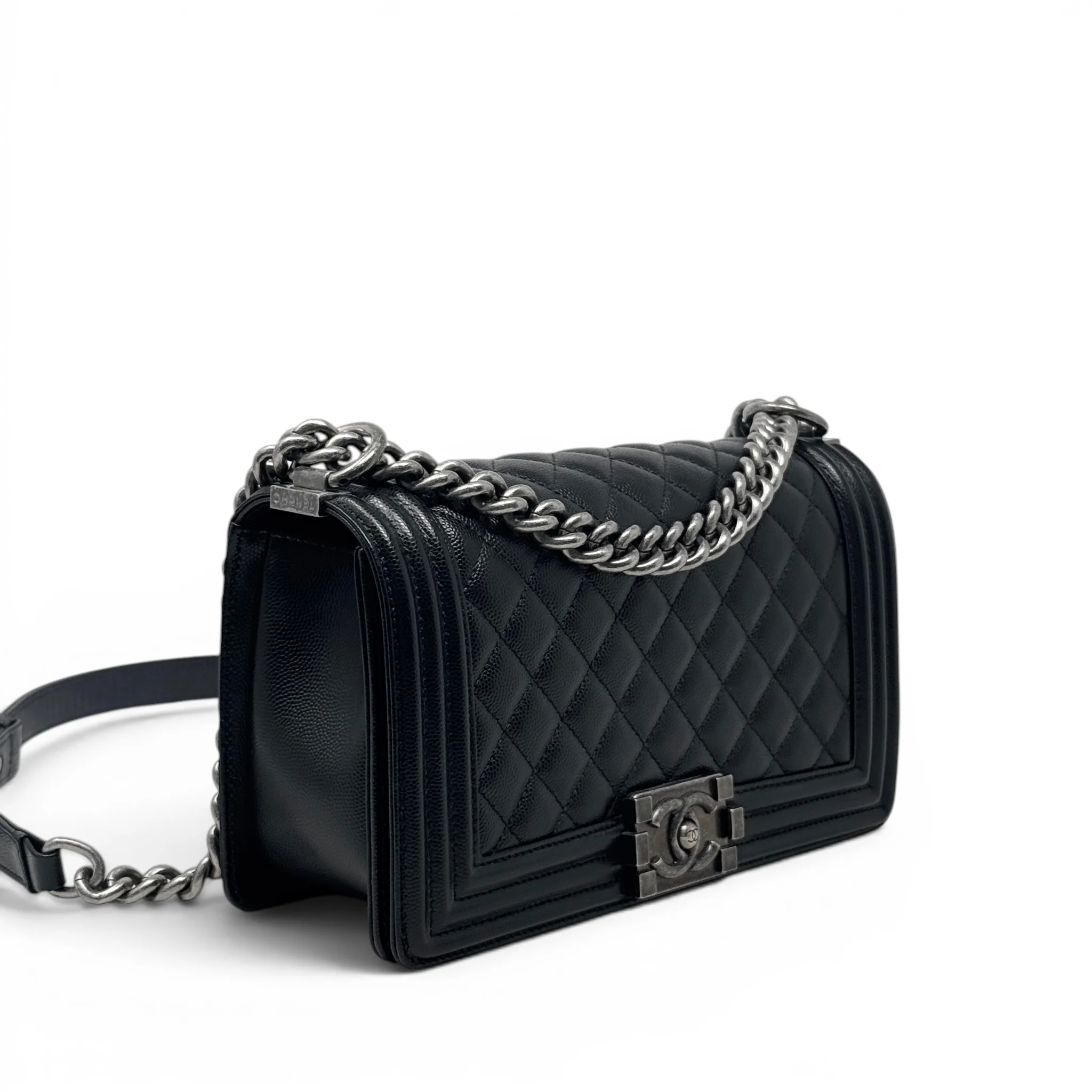 Chanel Black Caviar Medium Boy Bag - Image 4