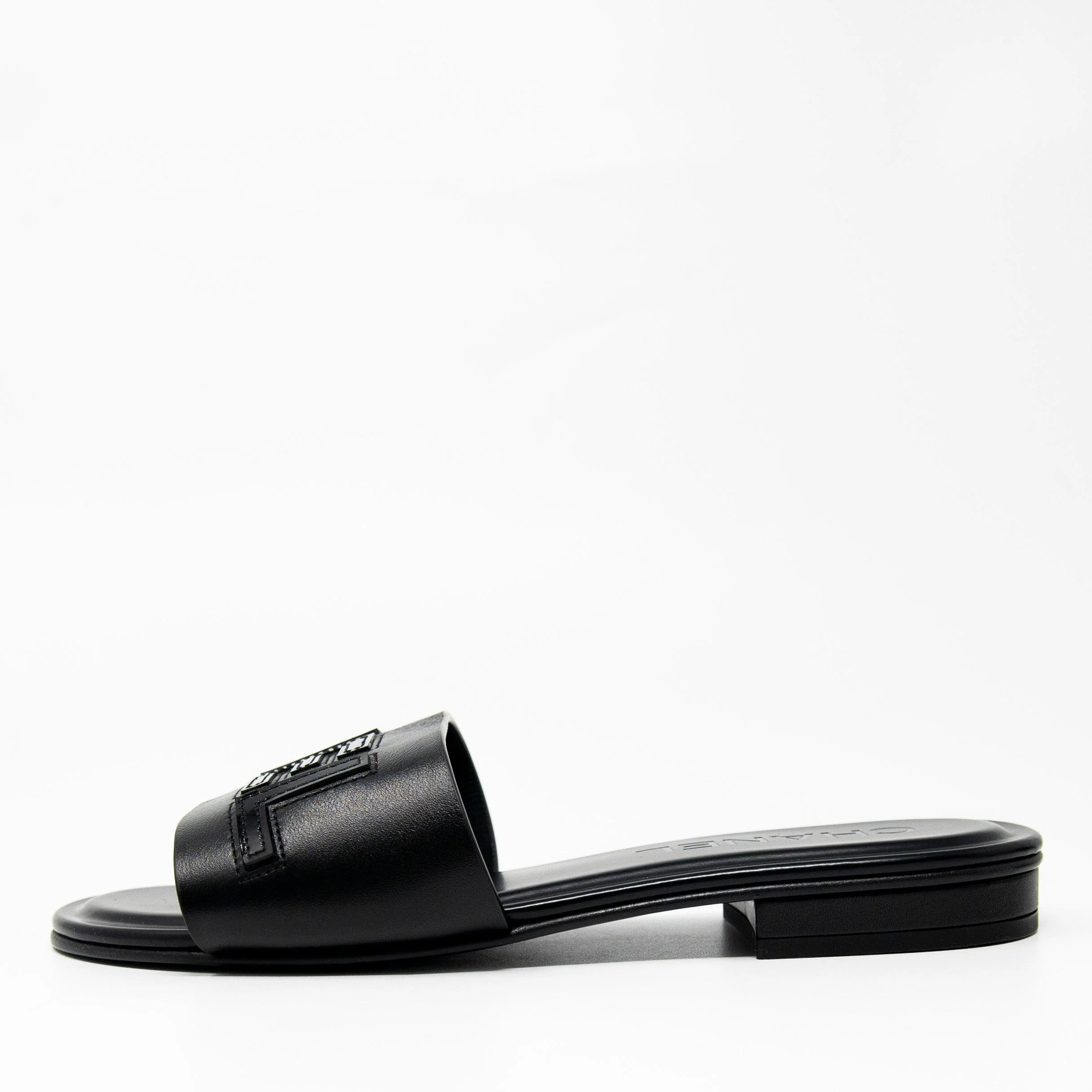 Chanel Black Chanel Logo Sandals 36