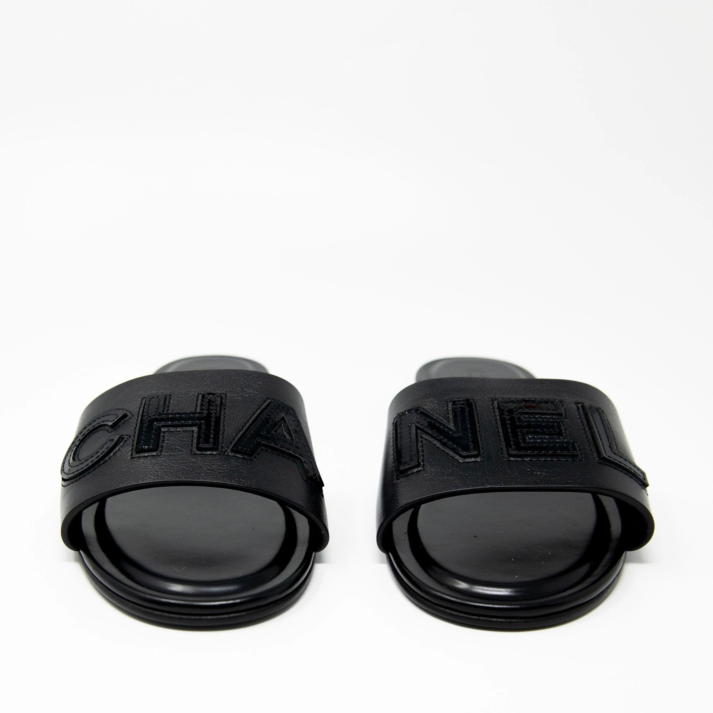 Chanel Black Chanel Logo Sandals 36 - Image 3