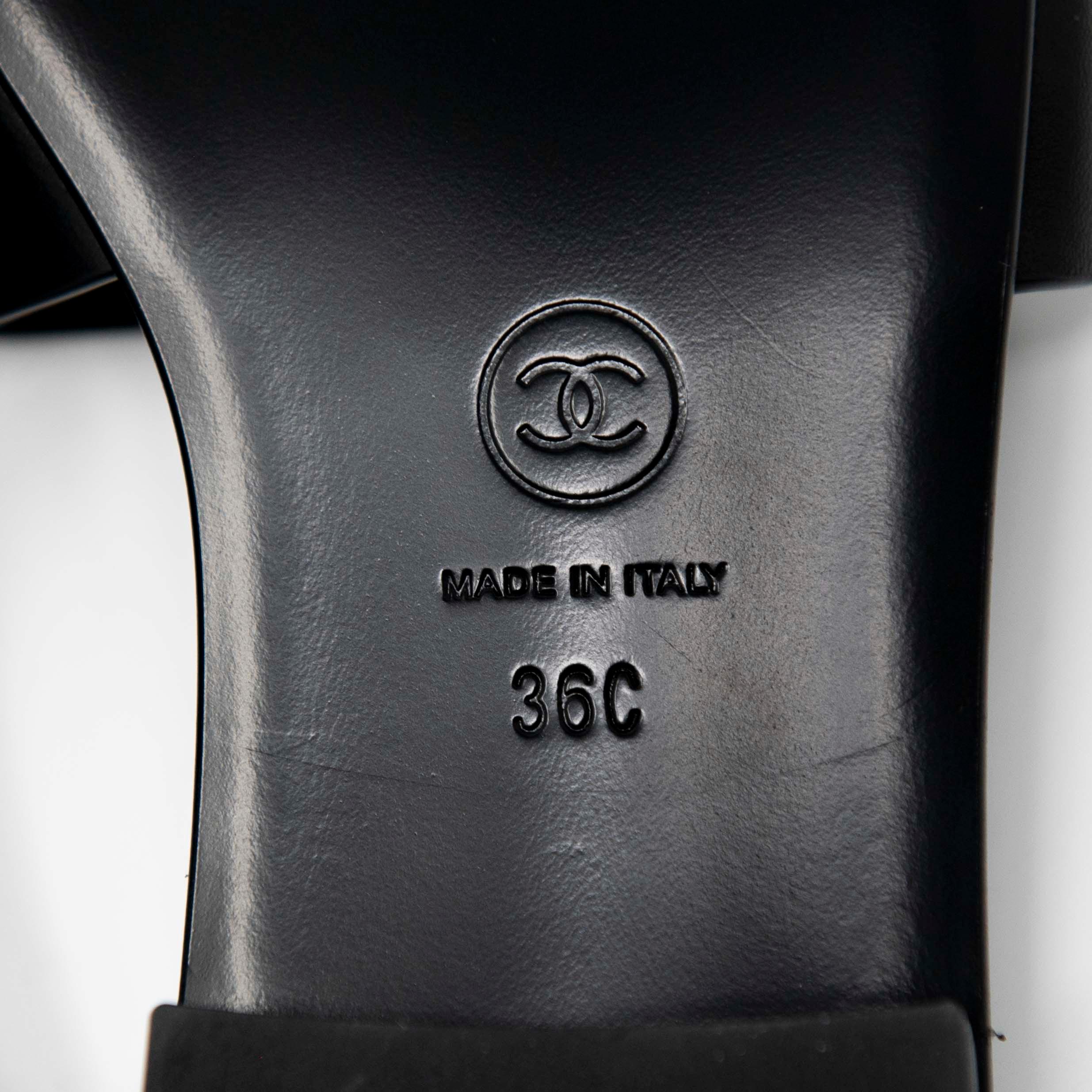 Chanel Black Chanel Logo Sandals 36 - Image 7