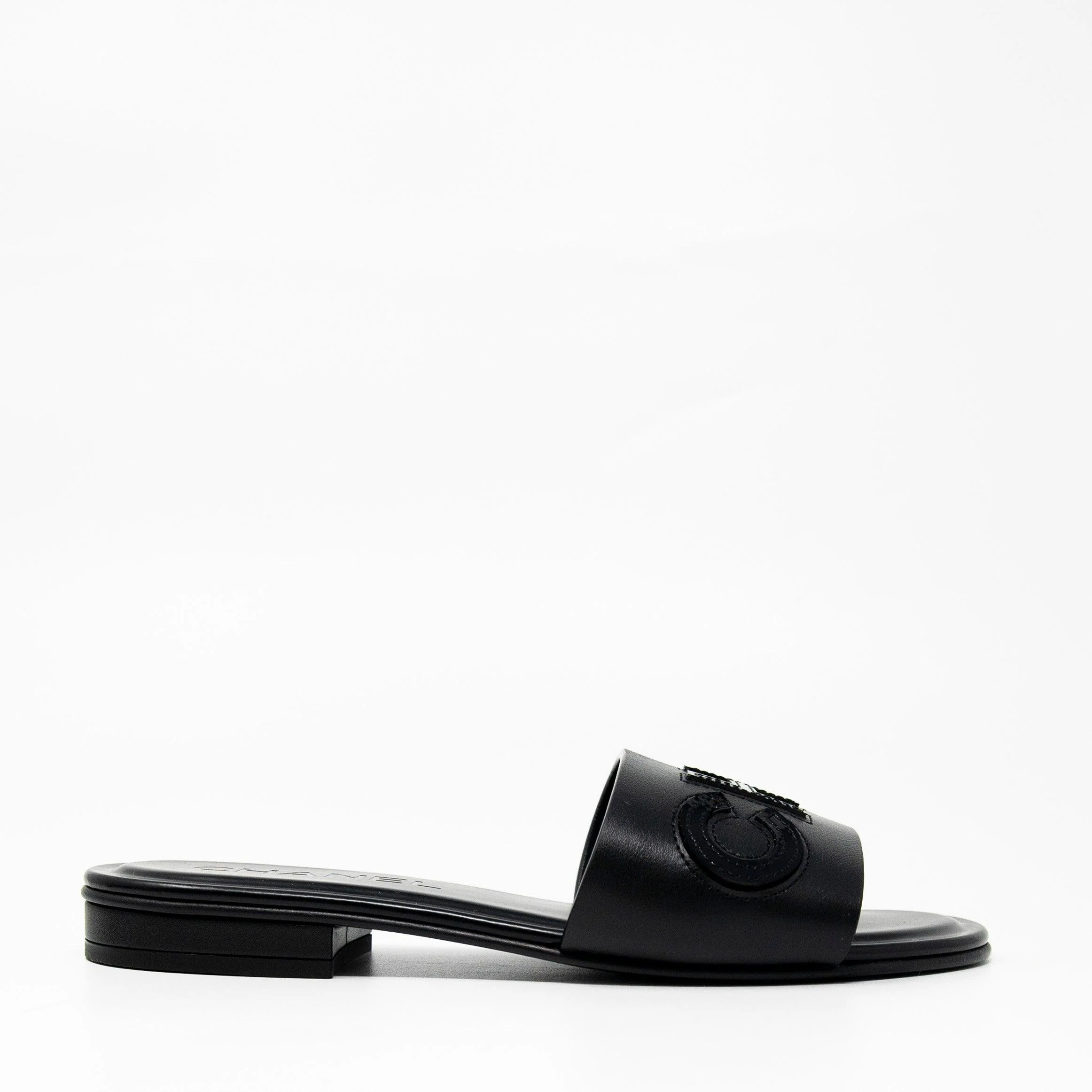Chanel Black Chanel Logo Sandals 36 - Image 9